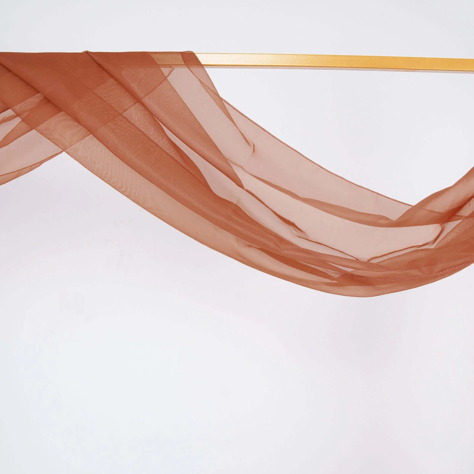 Terracotta (Rust) Sheer Organza Wedding Arch Draping Fabric, Long Curtain Backdrop Window Scarf Valance 18ft - Image 8