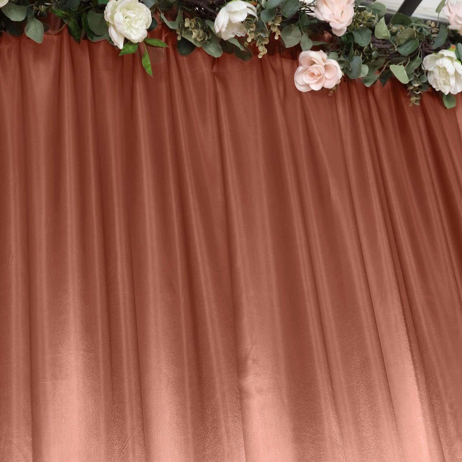 Terracotta (Rust) Satin Backdrop Drape Curtain, Photo Booth Event Divider Panel - 8ftx10ft - Image 2
