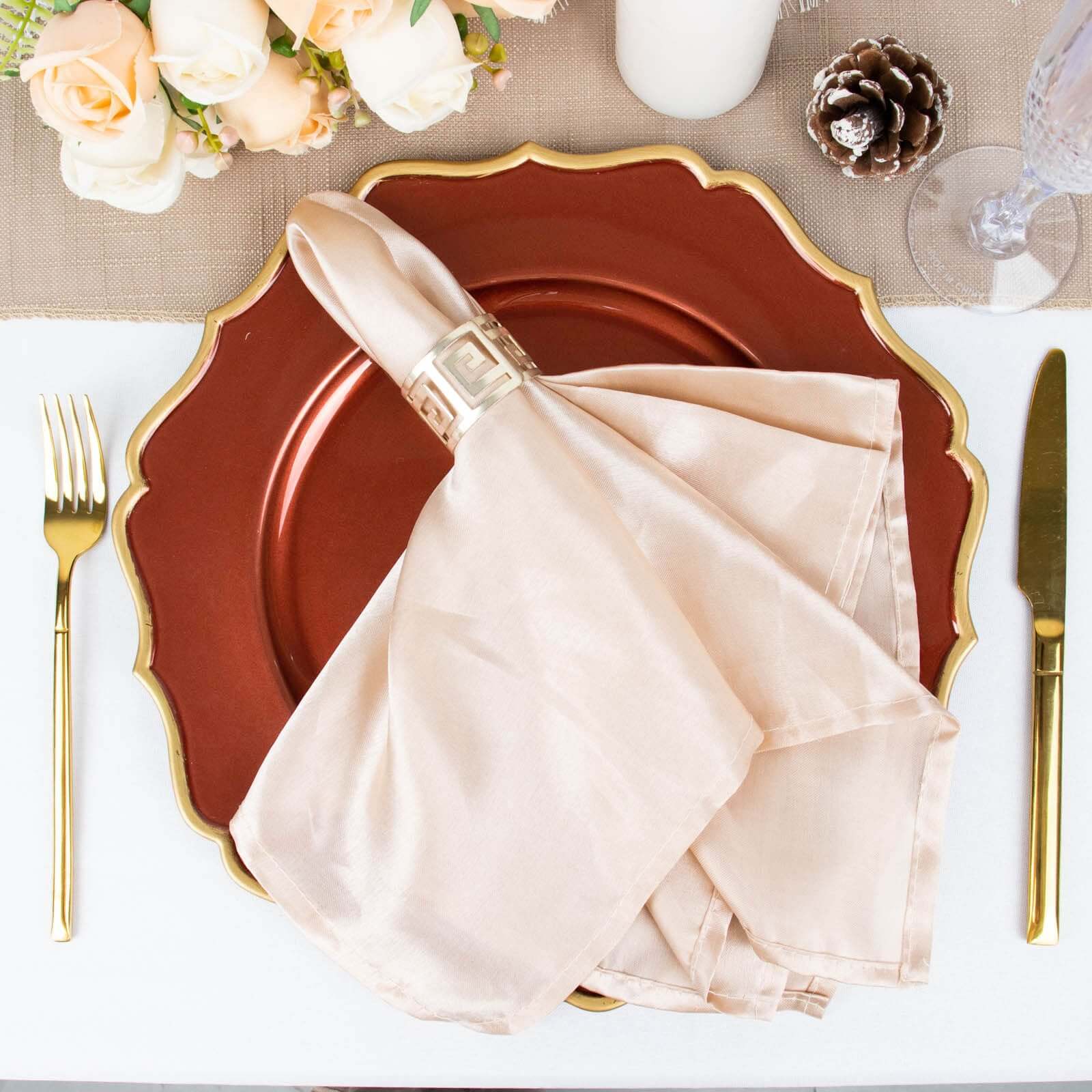 6-Pack Acrylic Charger Plates 13" Round Terracotta (Rust) with Gold Scalloped Rim - Dinner Plastic Charger Tableware - Image 7
