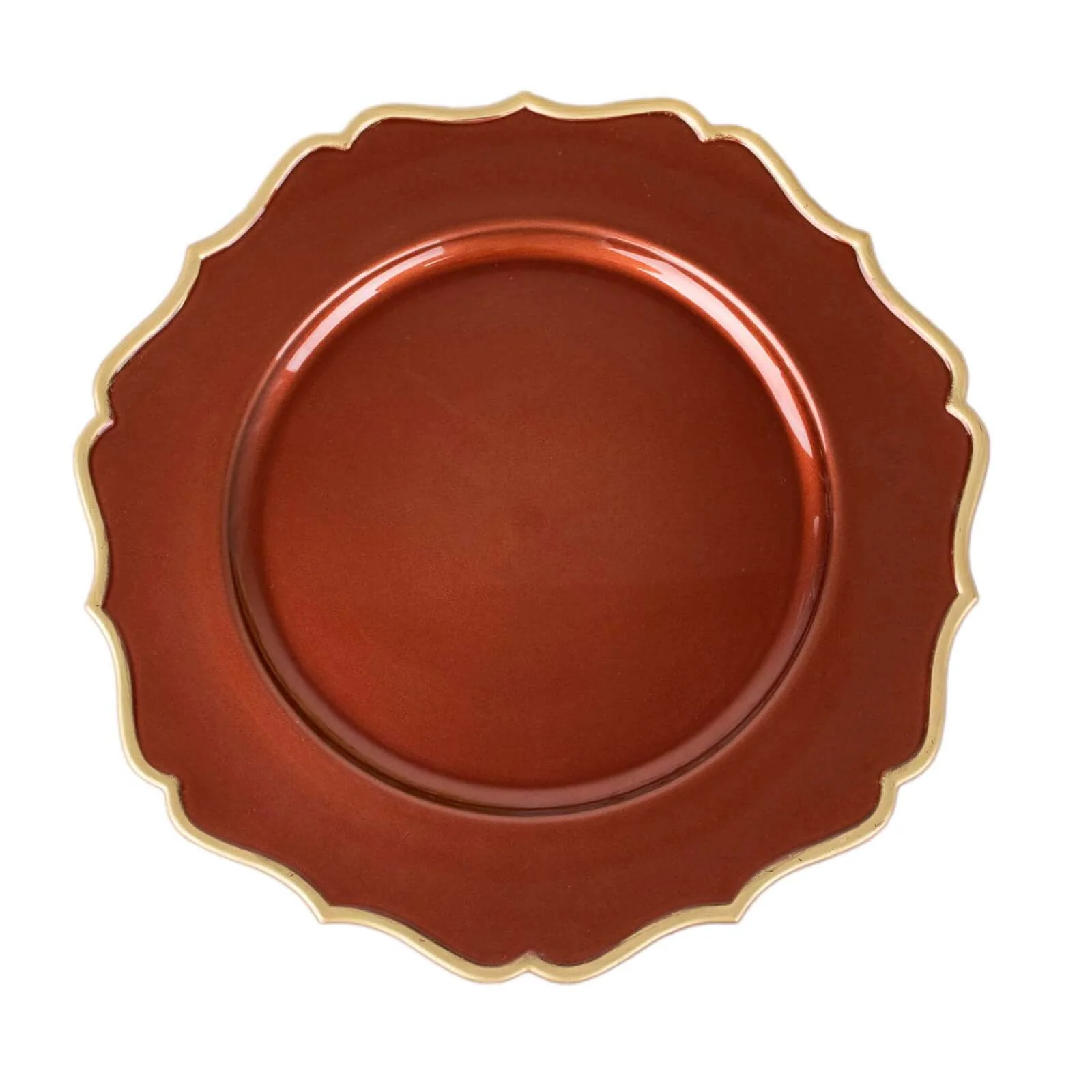 6-Pack Acrylic Charger Plates 13" Round Terracotta (Rust) with Gold Scalloped Rim - Dinner Plastic Charger Tableware - Image 8