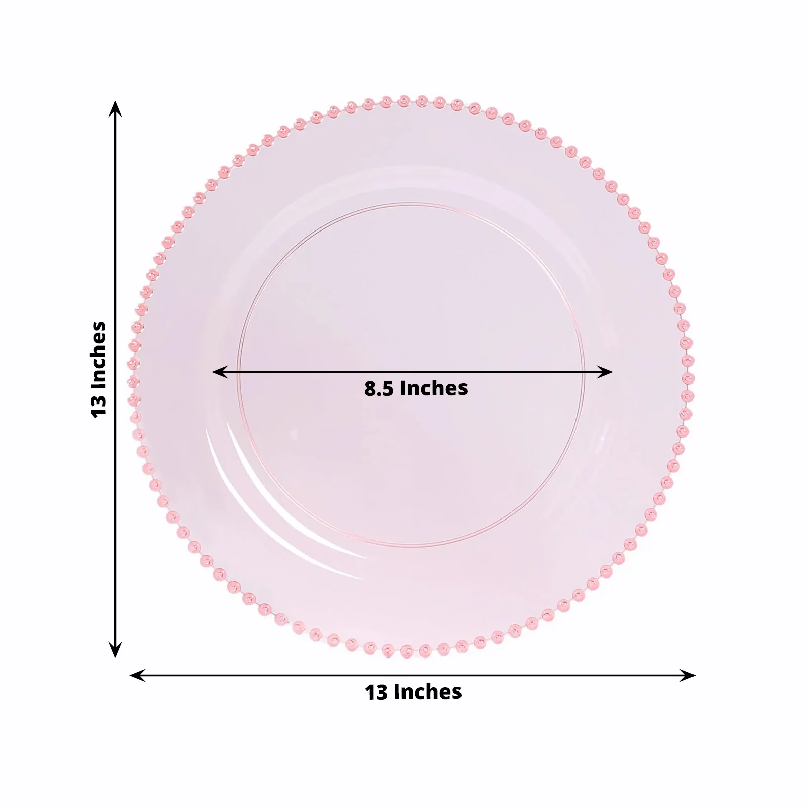 10-Pack Economy Plastic Charger Plates 13" Round Transparent Blush with Beaded Rim - Stylish Dinner Party Serving Plates - Image 2