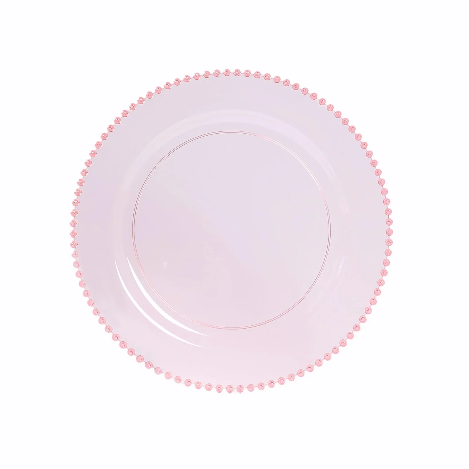 10-Pack Economy Plastic Charger Plates 13" Round Transparent Blush with Beaded Rim - Stylish Dinner Party Serving Plates - Image 5