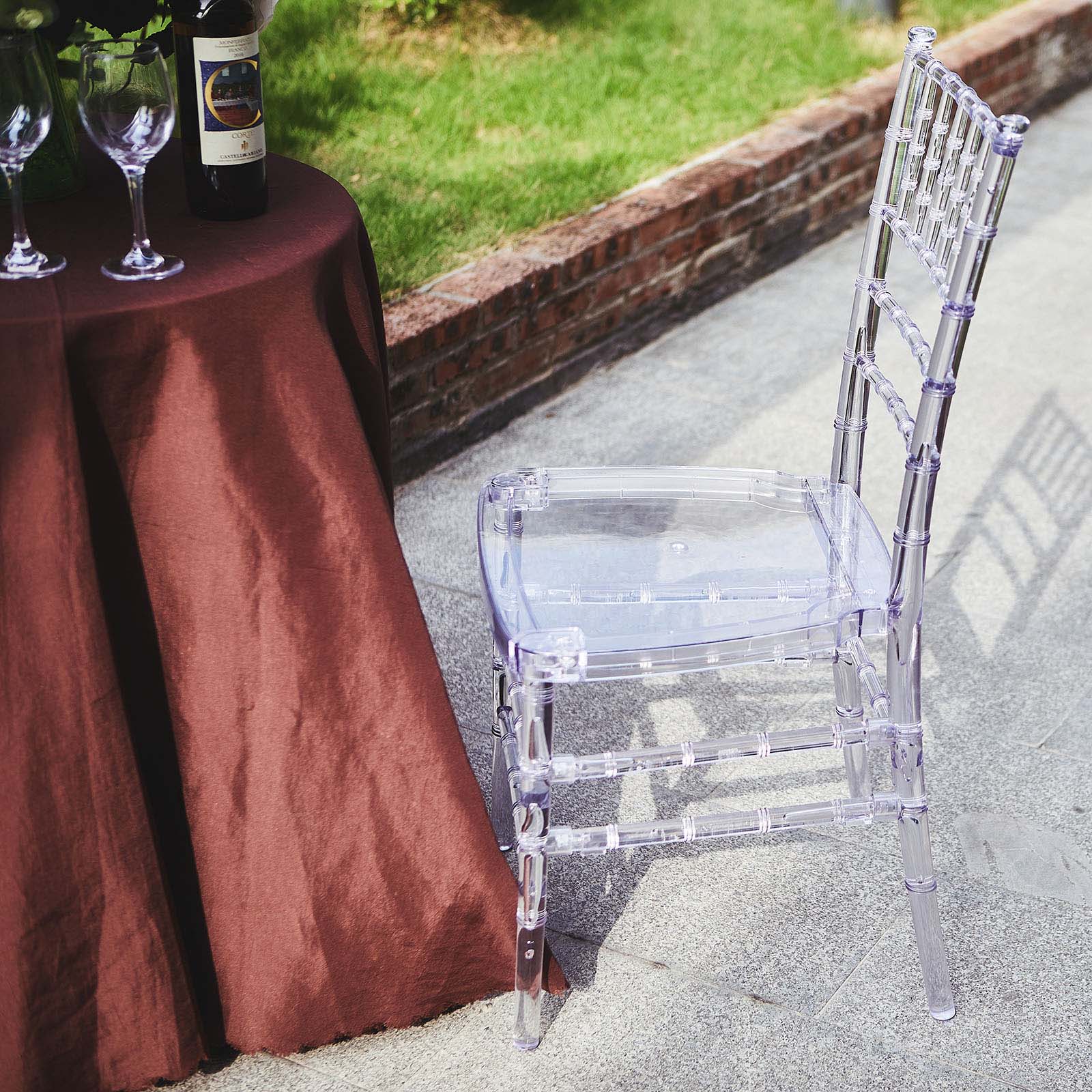 8 Pack Chiavari Chairs Transparent and Stackable Clear - Sleek Armless Design for Weddings & Gatherings - Image 2