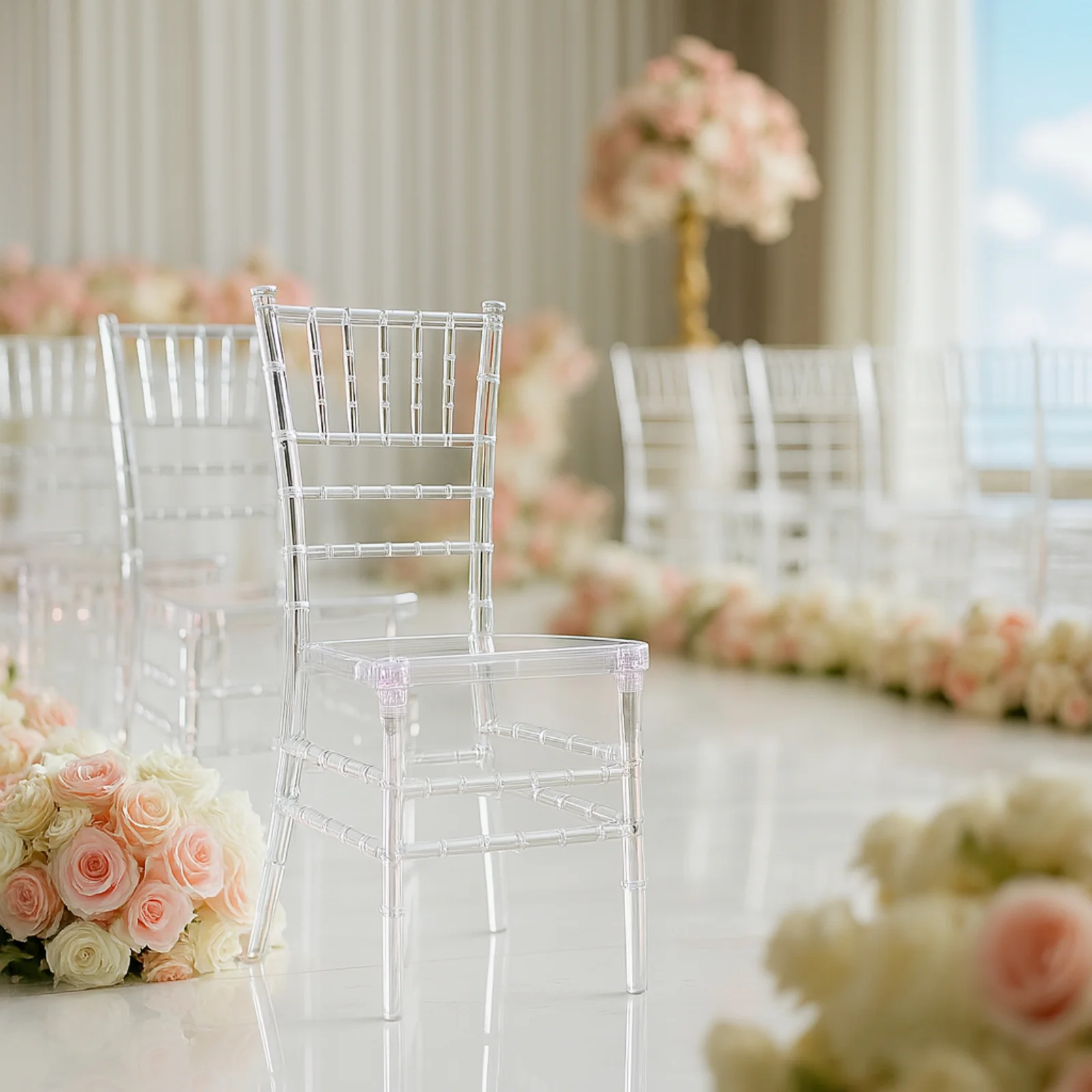 8 Pack Chiavari Chairs Transparent and Stackable Clear - Sleek Armless Design for Weddings & Gatherings - Image 3