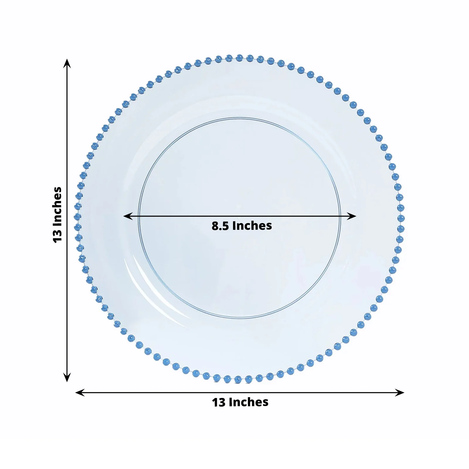10-Pack Economy Plastic Charger Plates 13" Round Transparent Dusty Blue with Beaded Rim - Stylish Dinner Party Serving Plates - Image 2