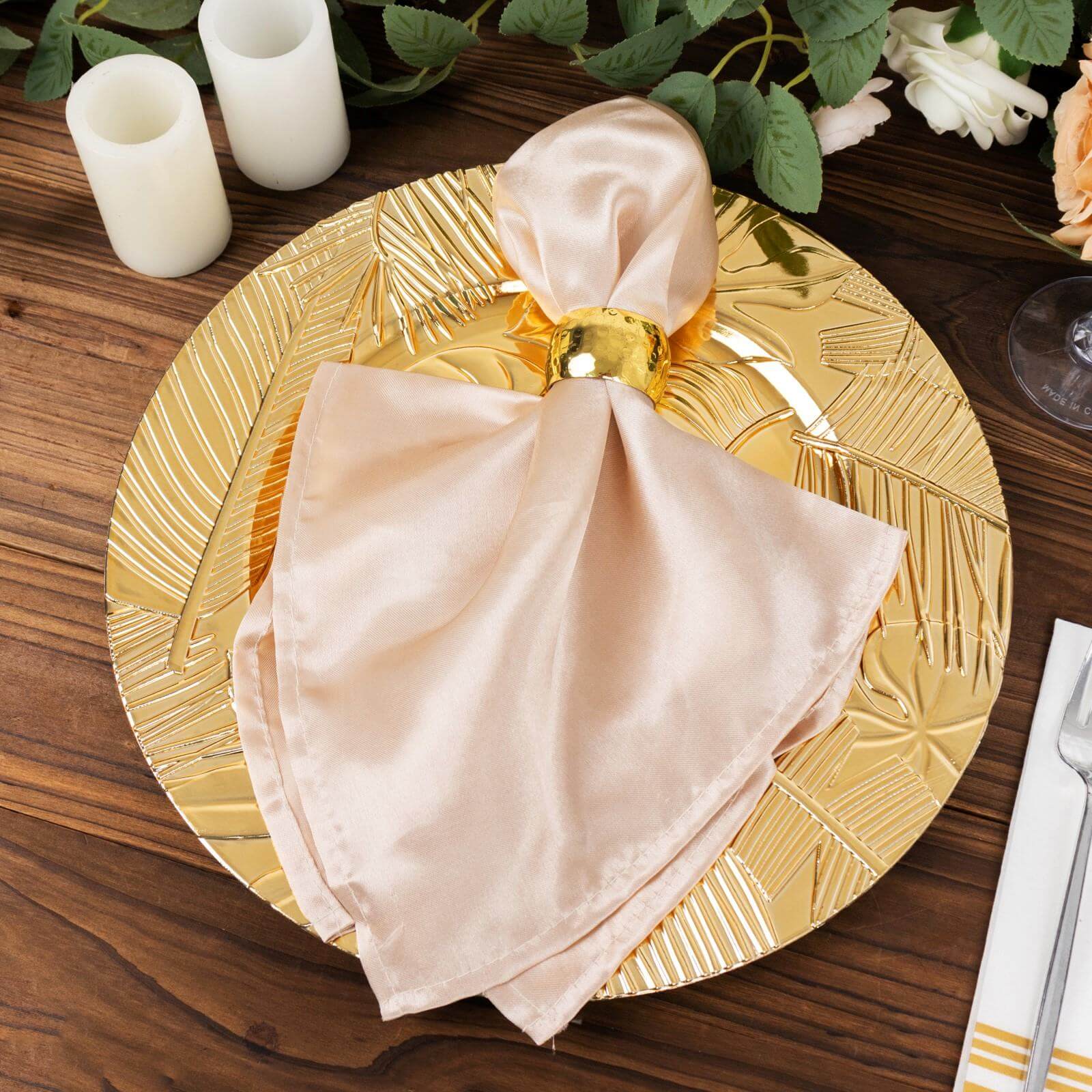 6-Pack Acrylic Charger Plates 13" Round Metallic Gold with Embossed Tropical Leaves - Decorative Dinner Charger Tableware - Image 2