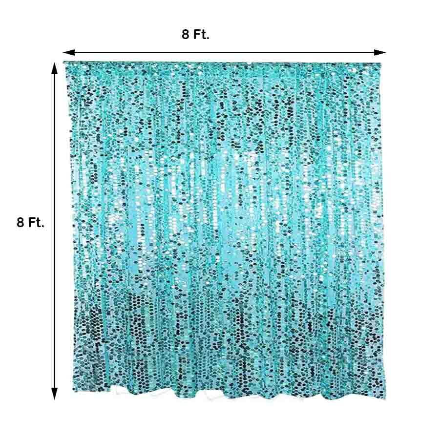 Turquoise Big Payette Sequin Backdrop Drape Curtain, Photo Booth Event Divider Panel - 8ftx8ft - Image 3