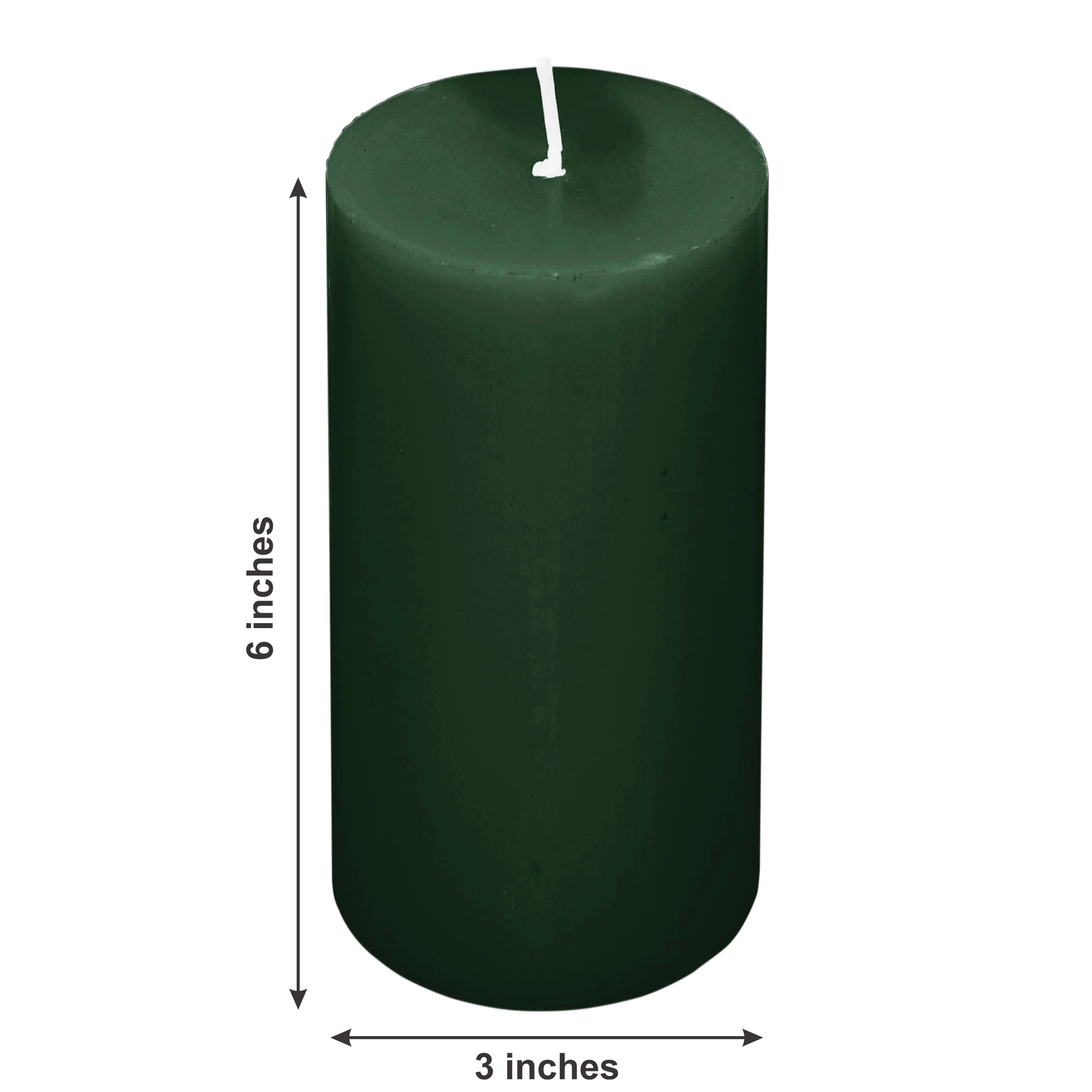 6-Pack Unscented Pillar Candles – Dripless 3"x6" Hunter Emerald Green Paraffin Wax with Smokeless Cotton Wicks, Clean & Long-Lasting 60-Hour Burn - Image 3