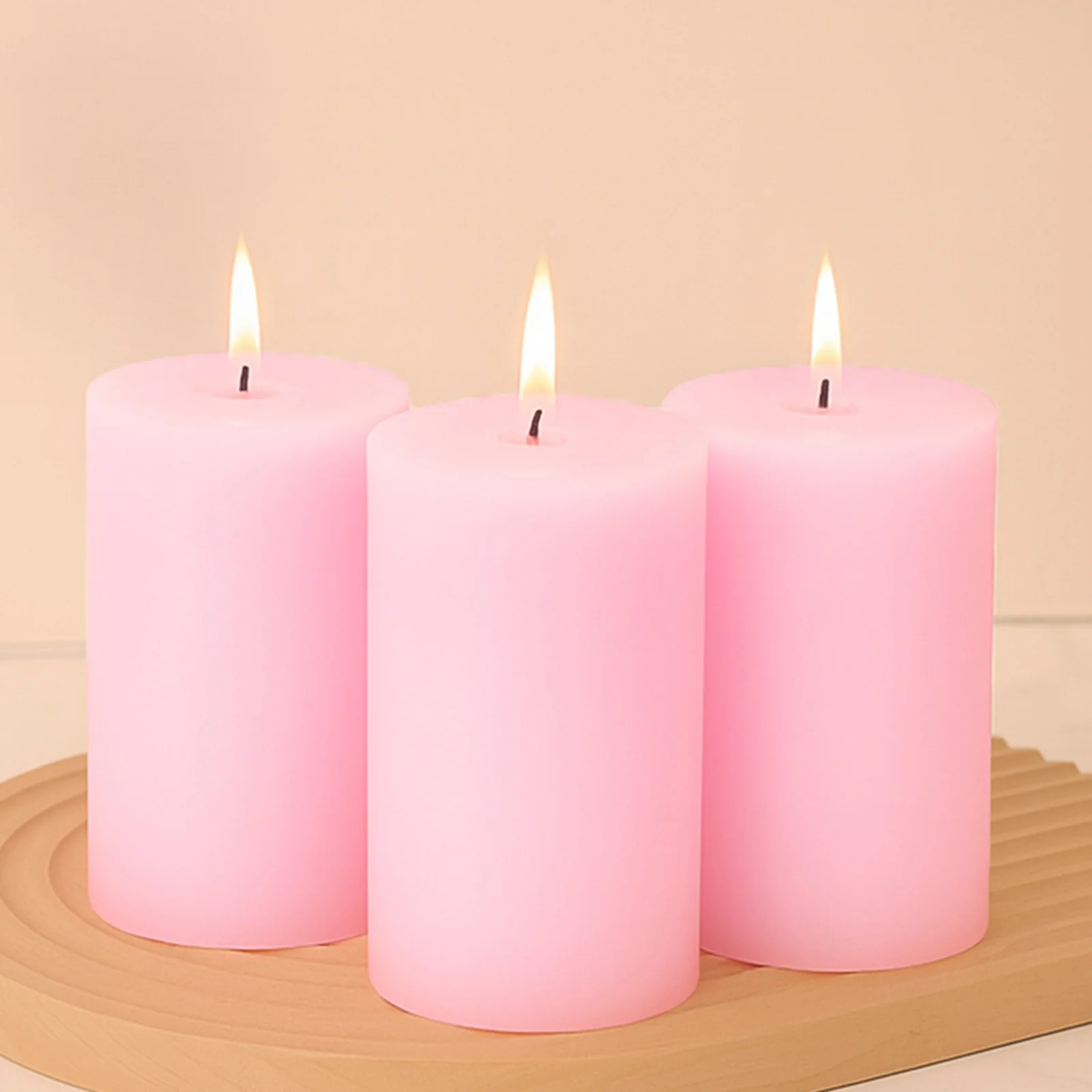 6-Pack Unscented Pillar Candles – Dripless 3"x6" Pink Paraffin Wax with Smokeless Cotton Wicks, Clean & Long-Lasting 60-Hour Burn - Image 7