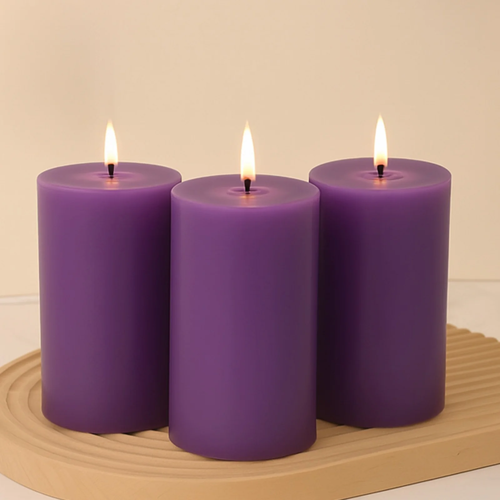 6-Pack Unscented Pillar Candles – Dripless 3"x6" Purple Paraffin Wax with Smokeless Cotton Wicks, Clean & Long-Lasting 60-Hour Burn - Image 8