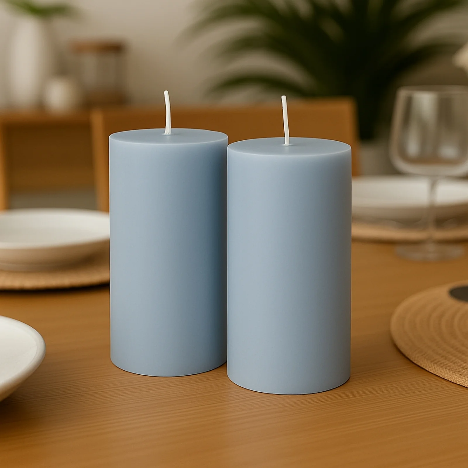 12-Pack Unscented Pillar Candles 3"x6" – Dripless Dusty Blue Paraffin Wax with Smokeless Cotton Wicks for Clean, Long-Lasting Burn - Image 7