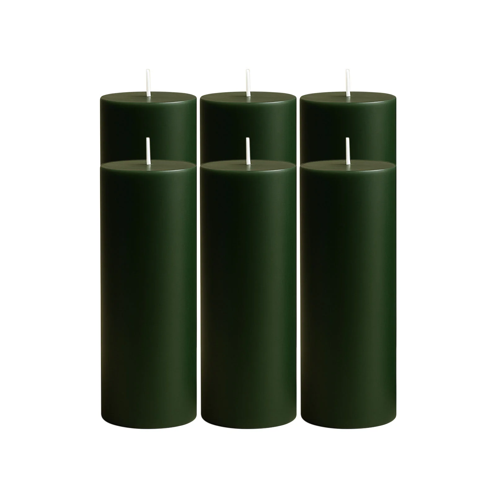 6-Pack Unscented Pillar Candles – Dripless 3"x9" Hunter Emerald Green Paraffin Wax with Smokeless Cotton Wicks, Clean & Long-Lasting 90-Hour Burn - Image 6