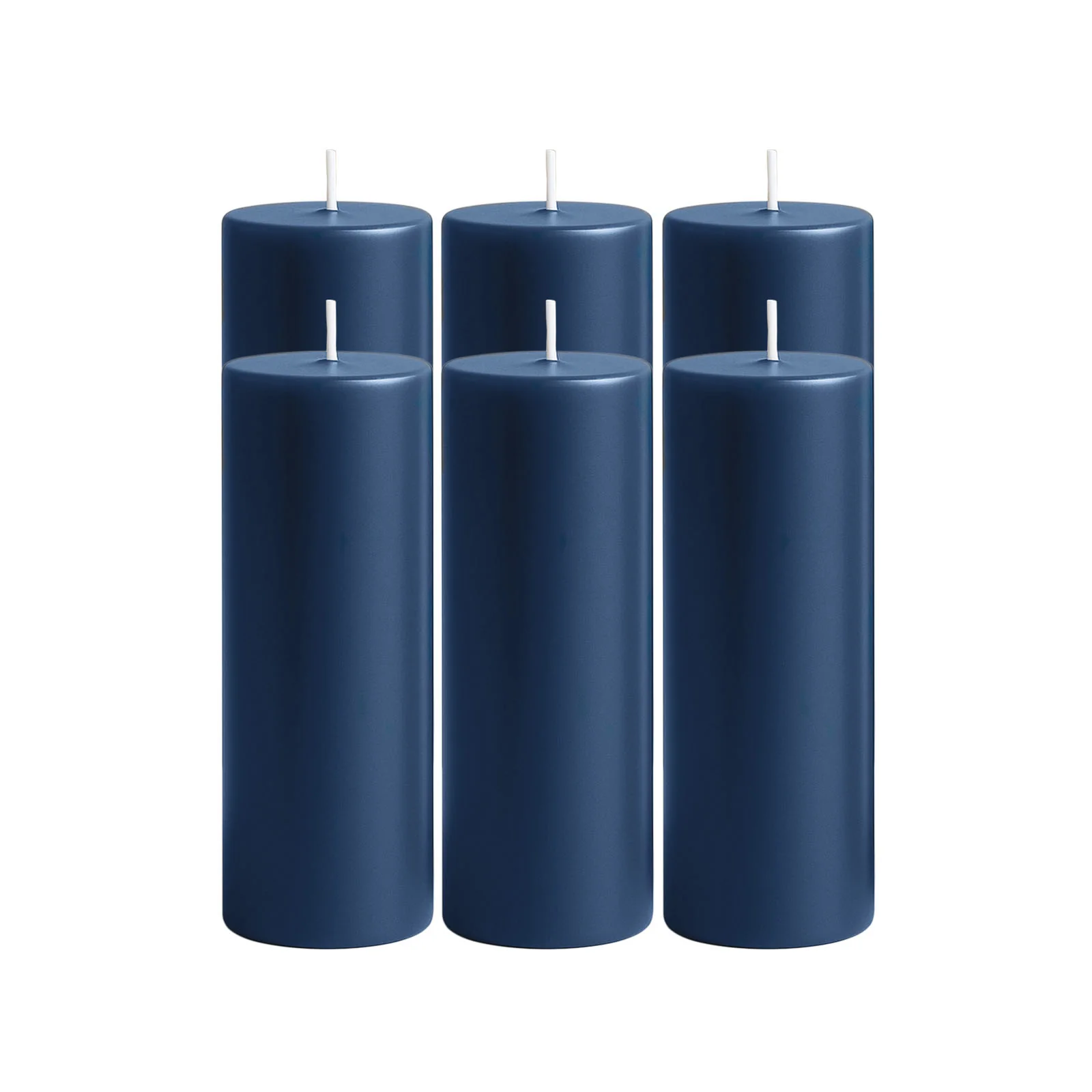 6-Pack Unscented Pillar Candles – Dripless 3"x9" Navy Blue Paraffin Wax with Smokeless Cotton Wicks, Clean & Long-Lasting 90-Hour Burn - Image 6