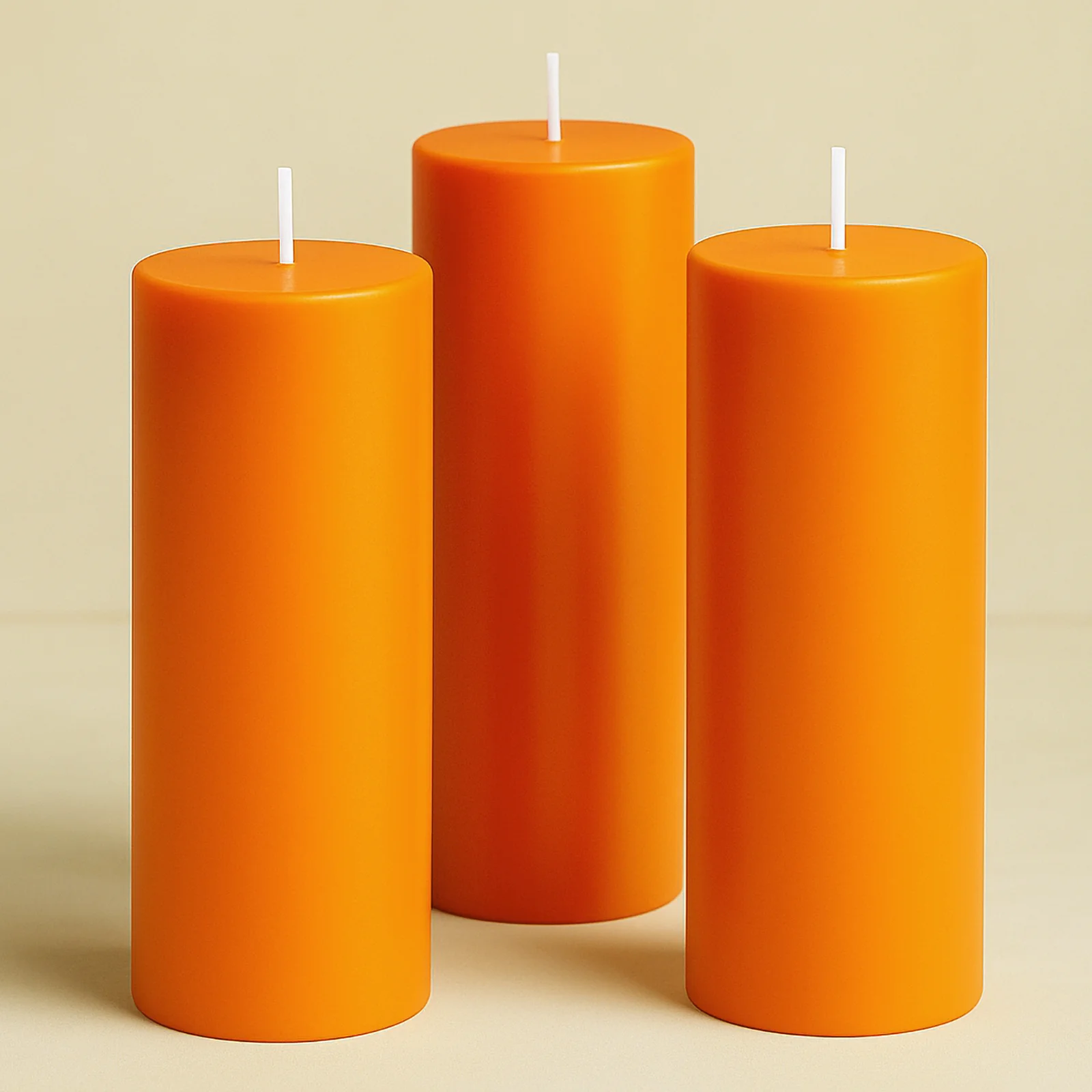 6-Pack Unscented Pillar Candles – Dripless 3"x9" Orange Paraffin Wax with Smokeless Cotton Wicks, Clean & Long-Lasting 90-Hour Burn - Image 8