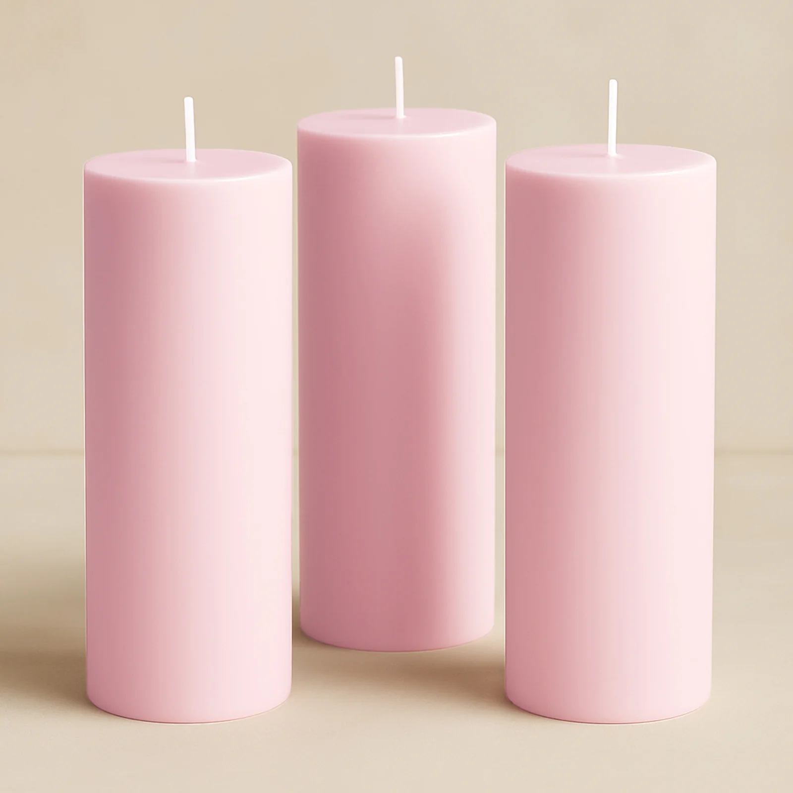 6-Pack Unscented Pillar Candles – Dripless 3"x9" Pink Paraffin Wax with Smokeless Cotton Wicks, Clean & Long-Lasting 90-Hour Burn