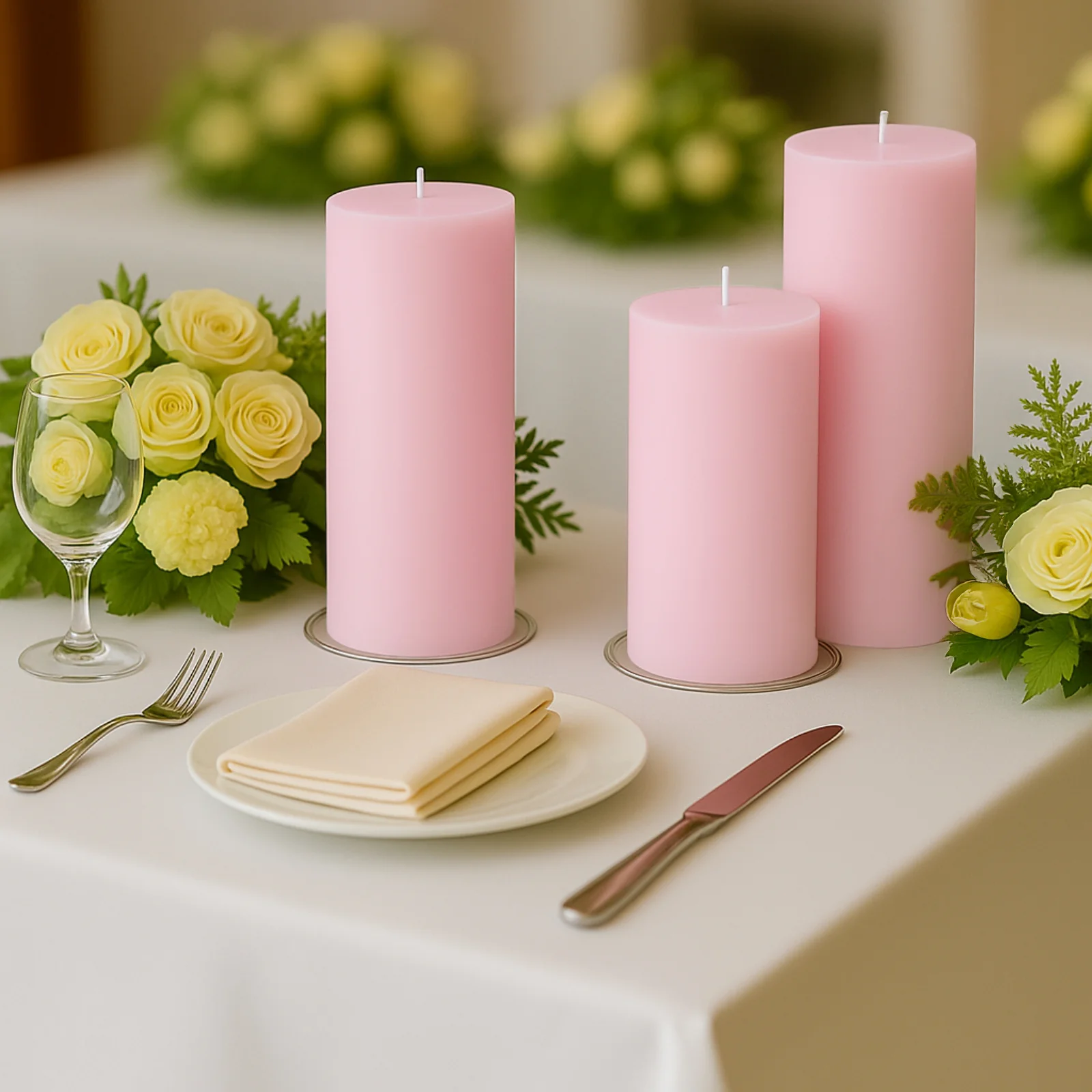 6-Pack Unscented Pillar Candles – Dripless 3"x9" Pink Paraffin Wax with Smokeless Cotton Wicks, Clean & Long-Lasting 90-Hour Burn - Image 2