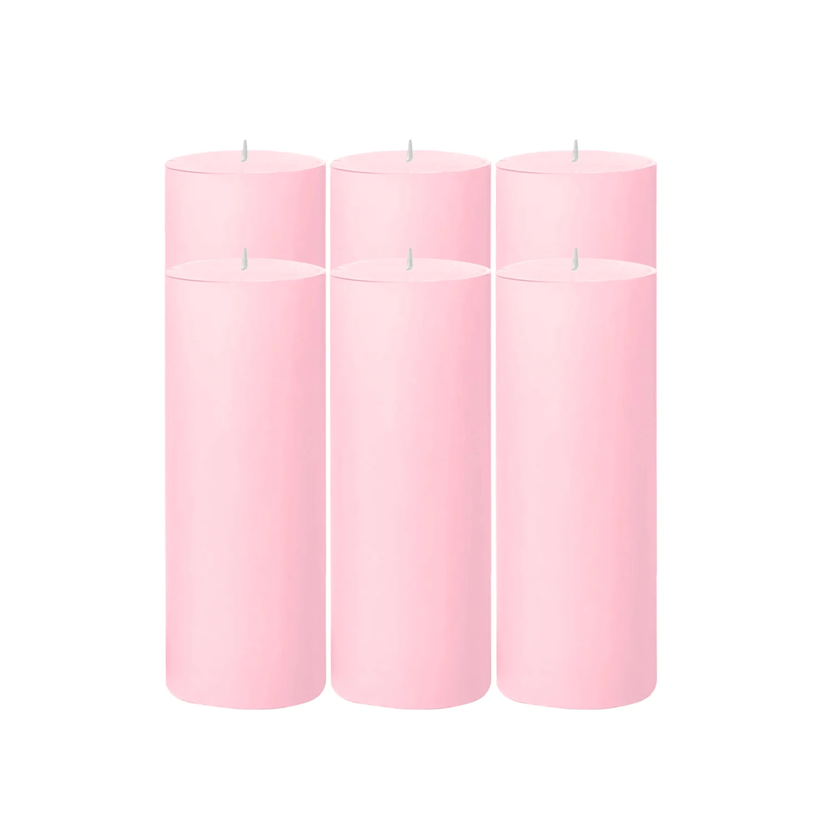 6-Pack Unscented Pillar Candles – Dripless 3"x9" Pink Paraffin Wax with Smokeless Cotton Wicks, Clean & Long-Lasting 90-Hour Burn - Image 6