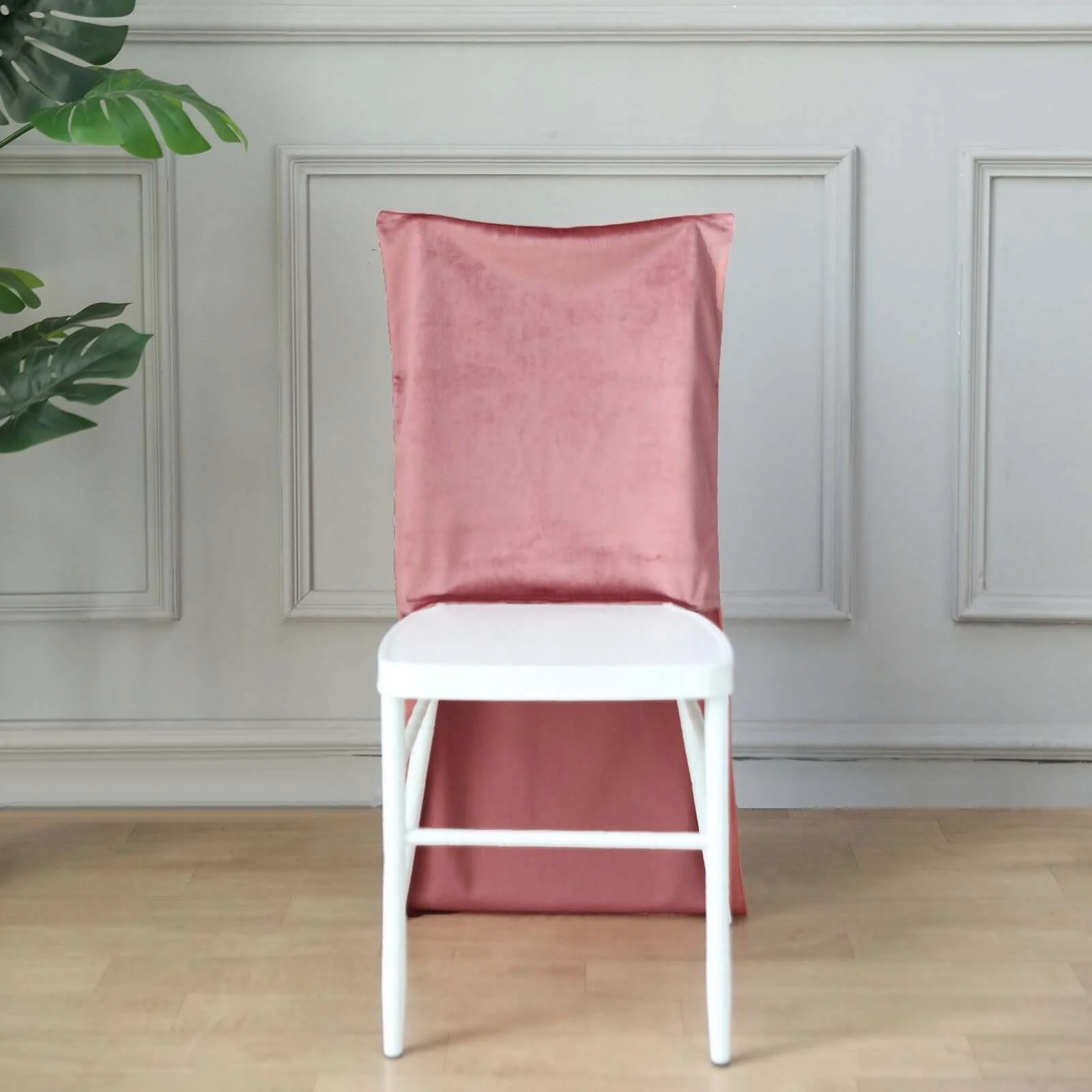 Velvet Chiavari Chair Back Slipcover Dusty Rose - Smooth Solid Back Chair Cover Cap - Image 5
