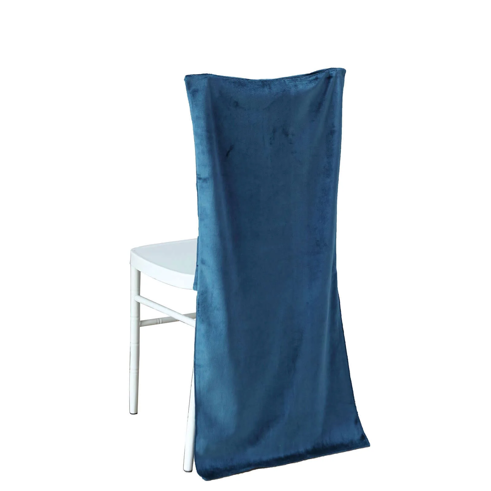 Velvet Chiavari Chair Back Slipcover Navy Blue - Smooth Solid Back Chair Cover Cap - Image 7