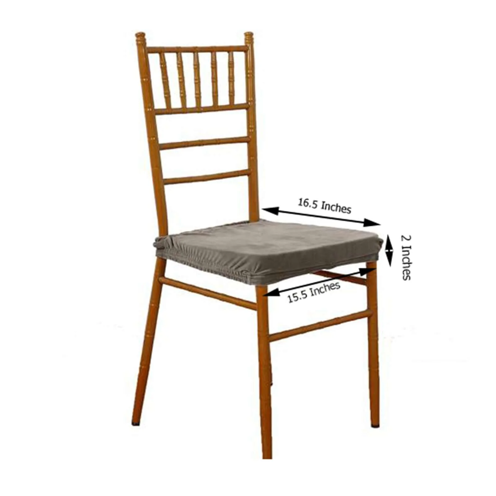 Velvet Dining Chair Seat Cover Charcoal Gray Stretch with Tie - Stylish Cushion Protector - Image 3