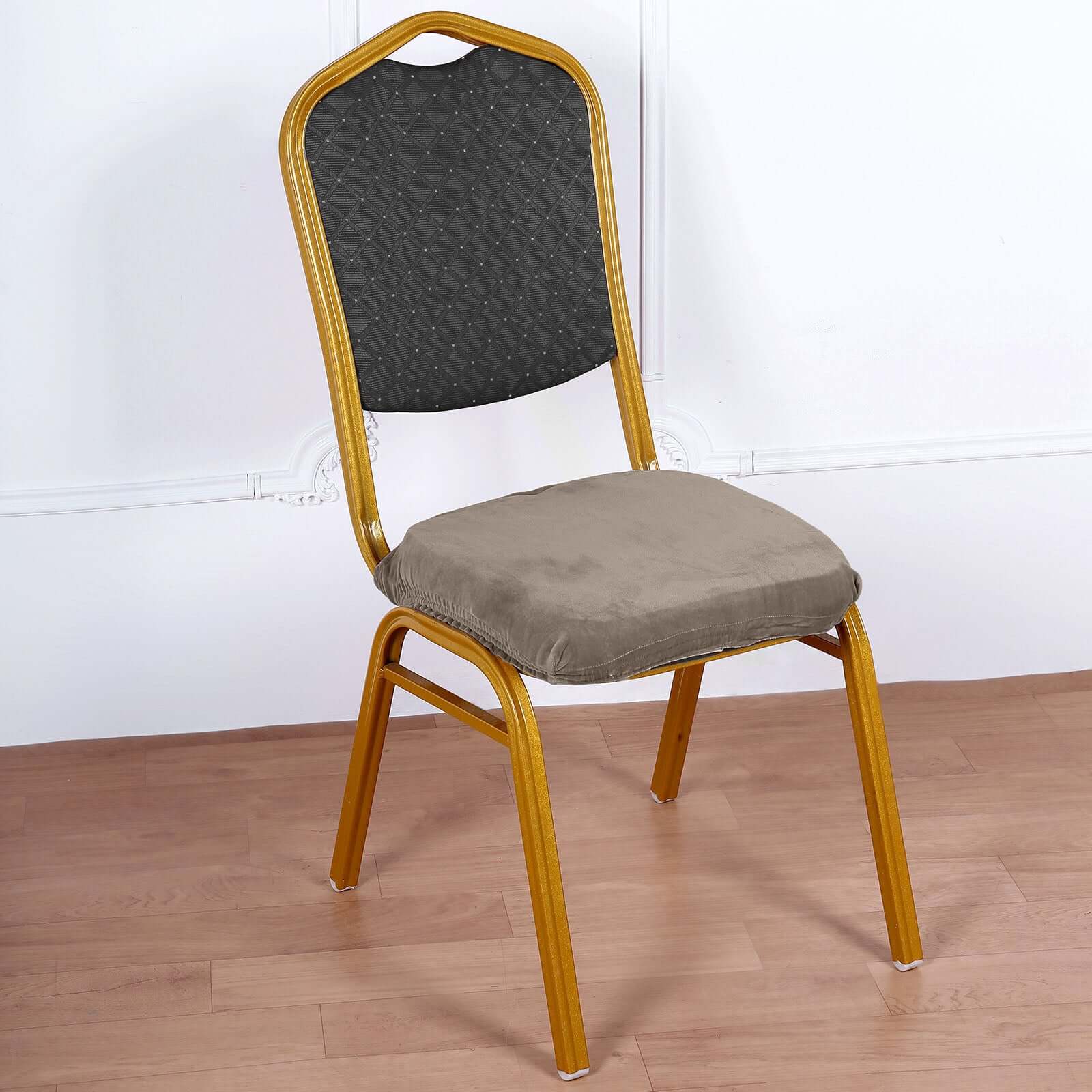 Velvet Dining Chair Seat Cover Charcoal Gray Stretch with Tie - Stylish Cushion Protector - Image 7