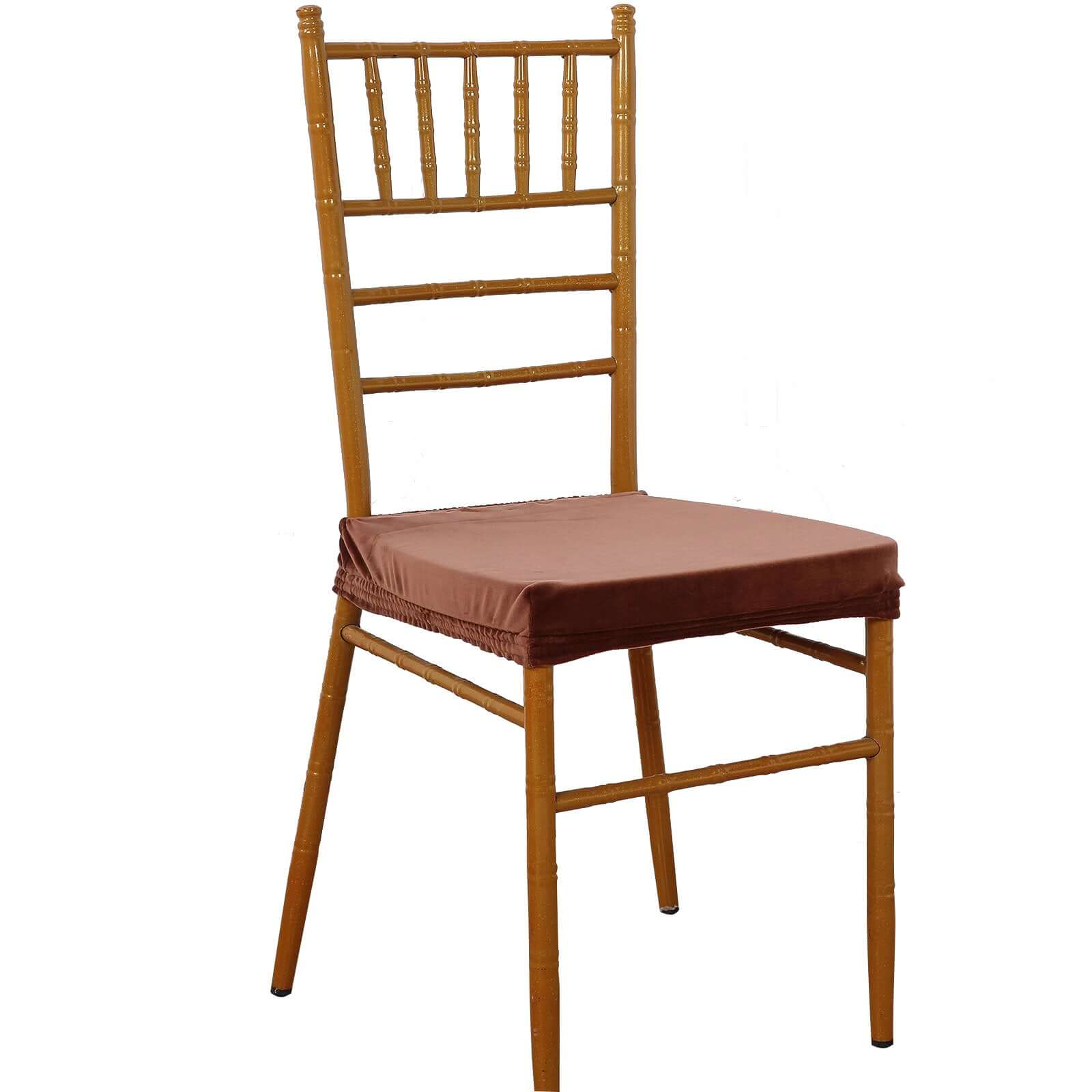 Velvet Dining Chair Seat Cover Copper Stretch with Tie - Stylish Cushion Protector - Image 6