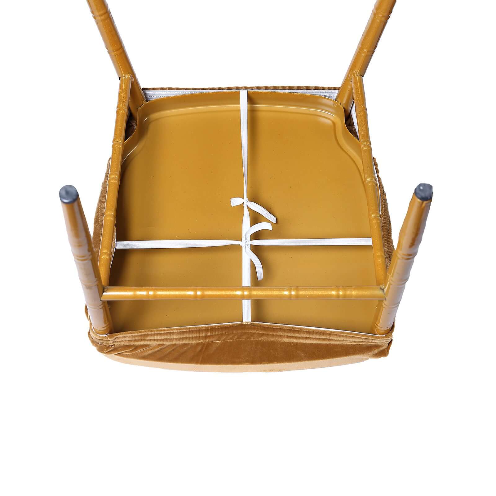 Velvet Dining Chair Seat Cover Gold Stretch with Tie - Stylish Cushion Protector for Sophisticated Events - Image 11