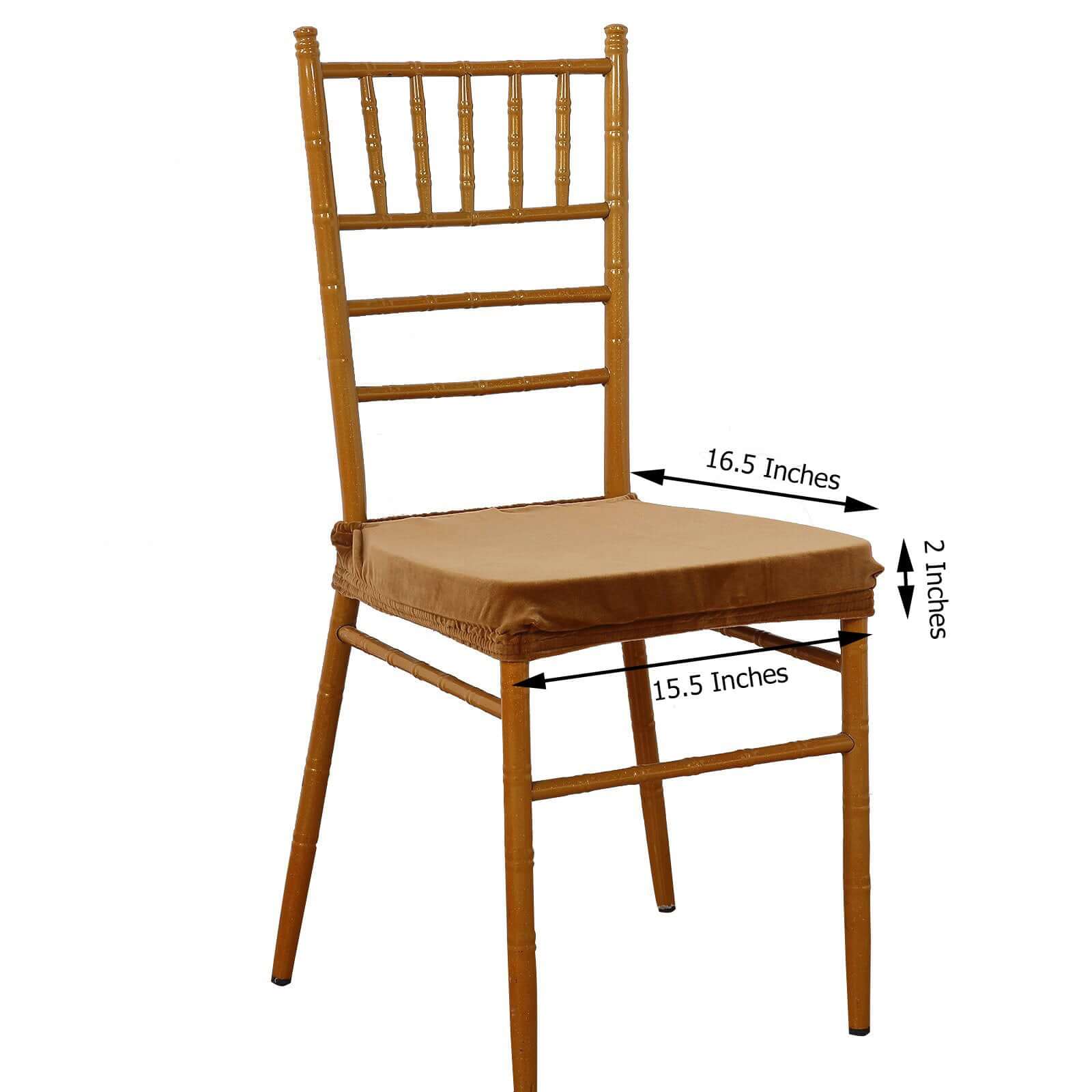 Velvet Dining Chair Seat Cover Gold Stretch with Tie - Stylish Cushion Protector for Sophisticated Events - Image 3