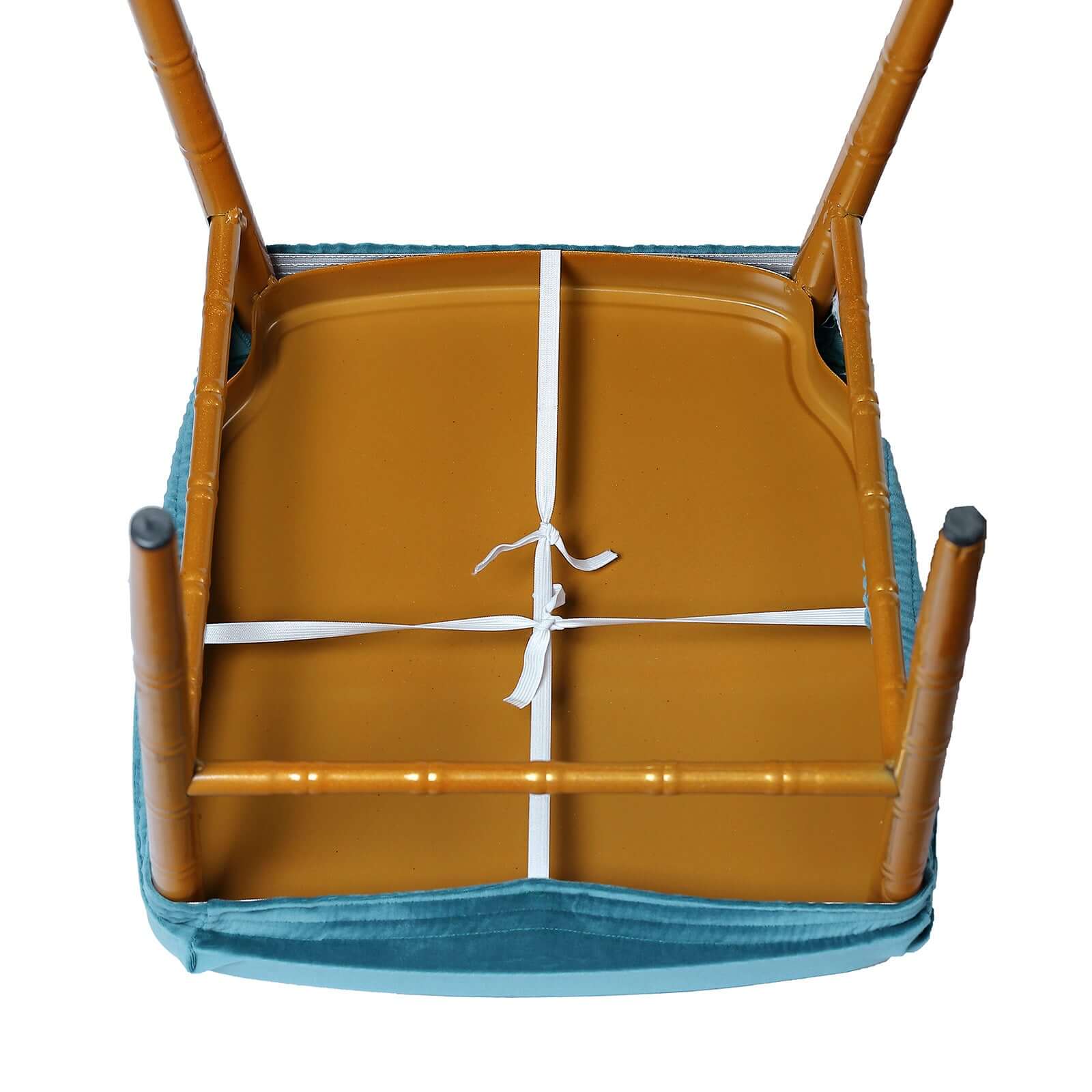 Velvet Dining Chair Seat Cover Teal Stretch with Tie - Stylish Cushion Protector - Image 11