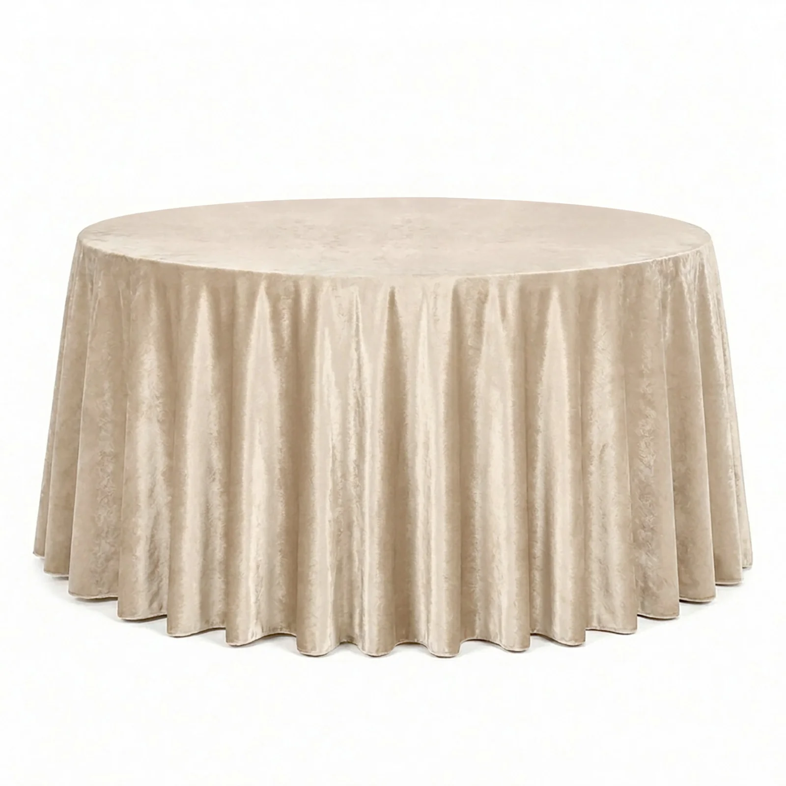 Premium Velvet Round Tablecloth 132" Champagne - Soft & Reusable Table Cover - Image 2