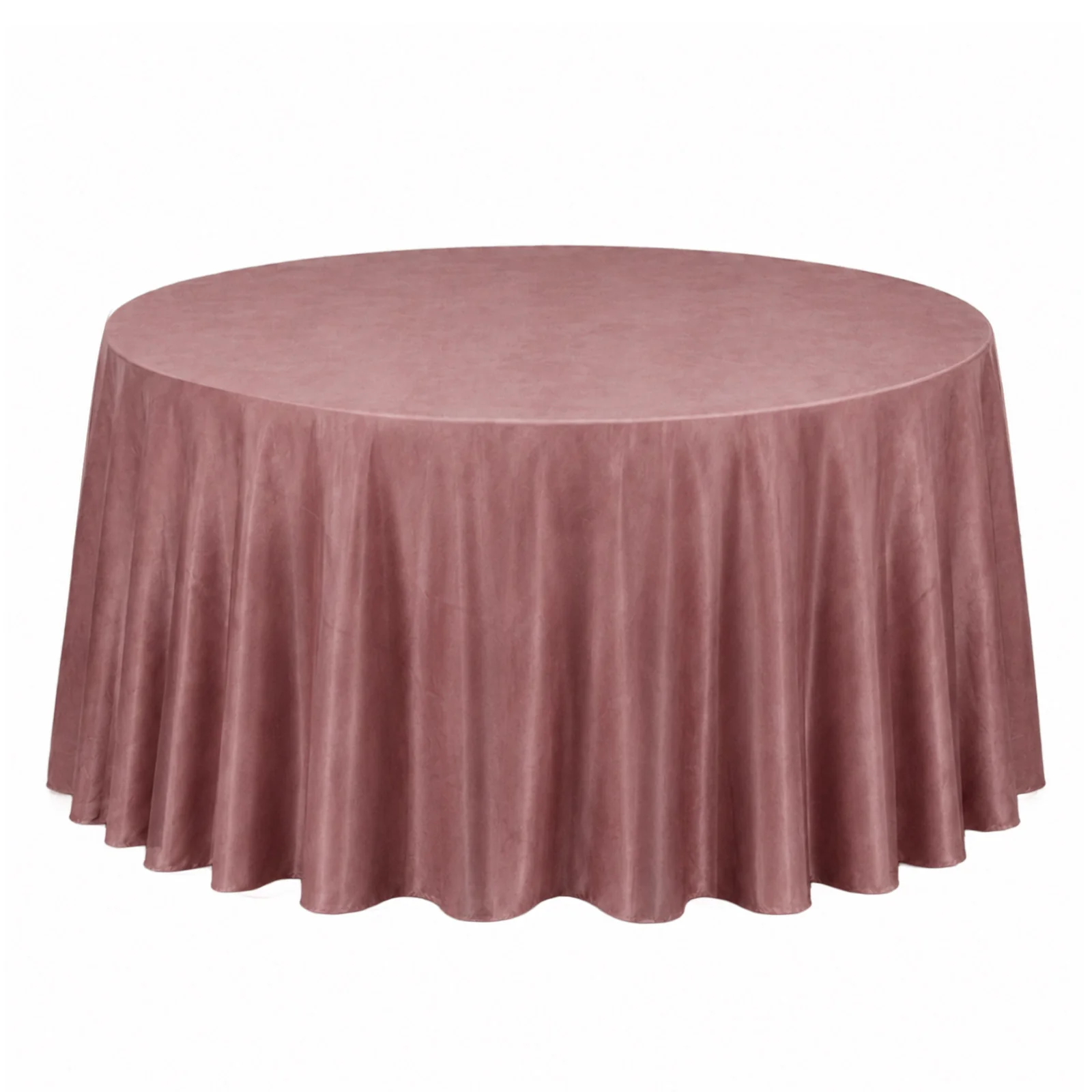 Premium Velvet Round Tablecloth 132" Dusty Rose - Soft & Reusable Table Cover - Image 3