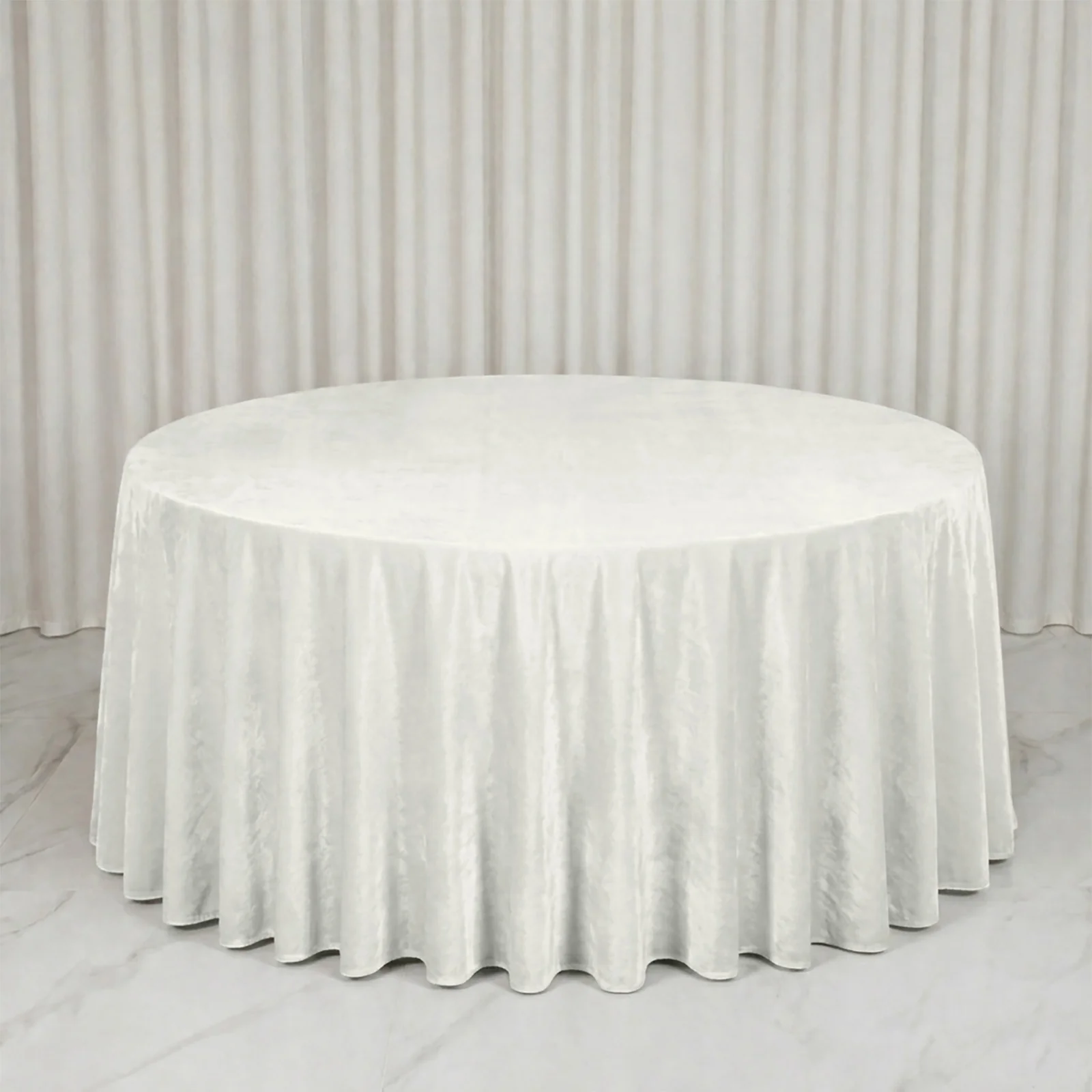 Premium Velvet Round Tablecloth 132" Ivory - Soft & Reusable Table Cover