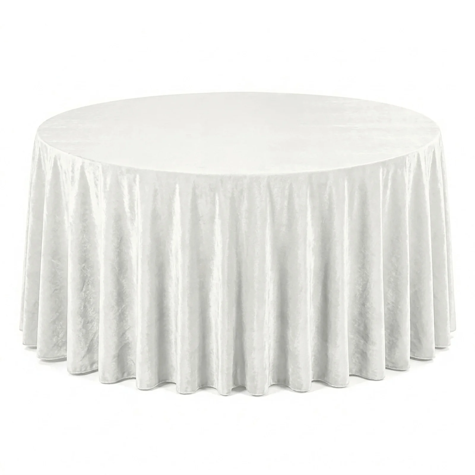 Premium Velvet Round Tablecloth 132" Ivory - Soft & Reusable Table Cover - Image 3