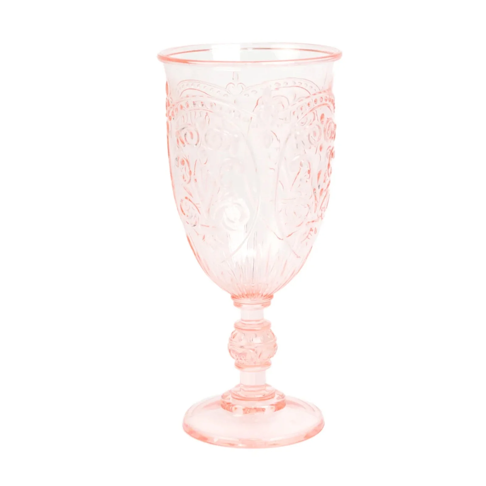 24-Pack Plastic Vintage Goblets – 10oz Transparent Blush Retro Embossed Wine Glasses, Elegant Water & Juice Cups - 7" Tall - Image 7