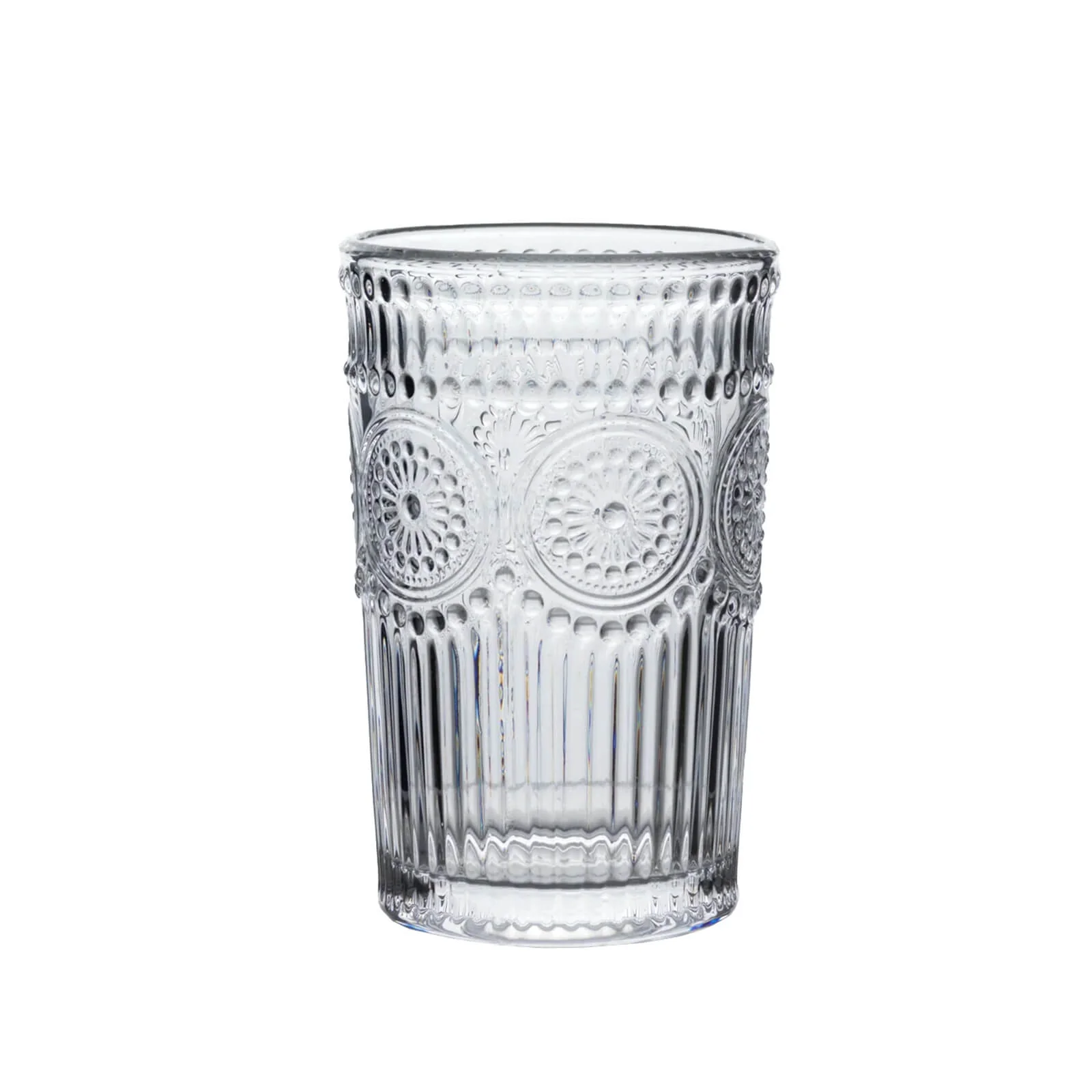 6 Pack Vintage Embossed Glass Tumblers – 13oz Clear Drinking Glasses Textured Floral Pattern for Water, Juice & Cocktails - Image 5