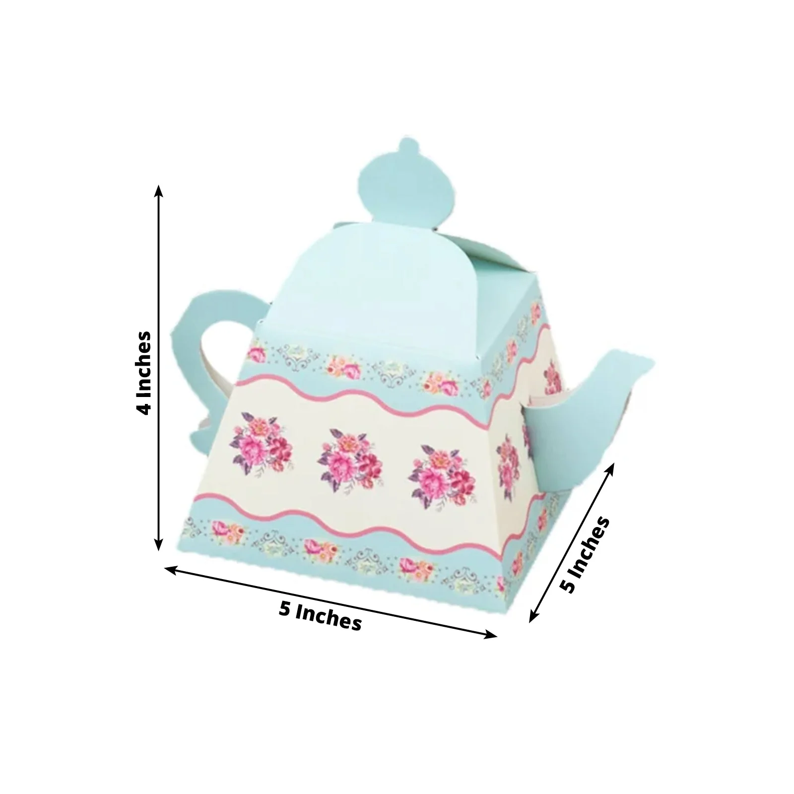 24 Pack Party Favor Boxes in Mixed Vintage Floral Tea Pot Design - Elegant Cardboard Paper Gift Boxes for Weddings & Baby Showers - 5"x4" - Image 2