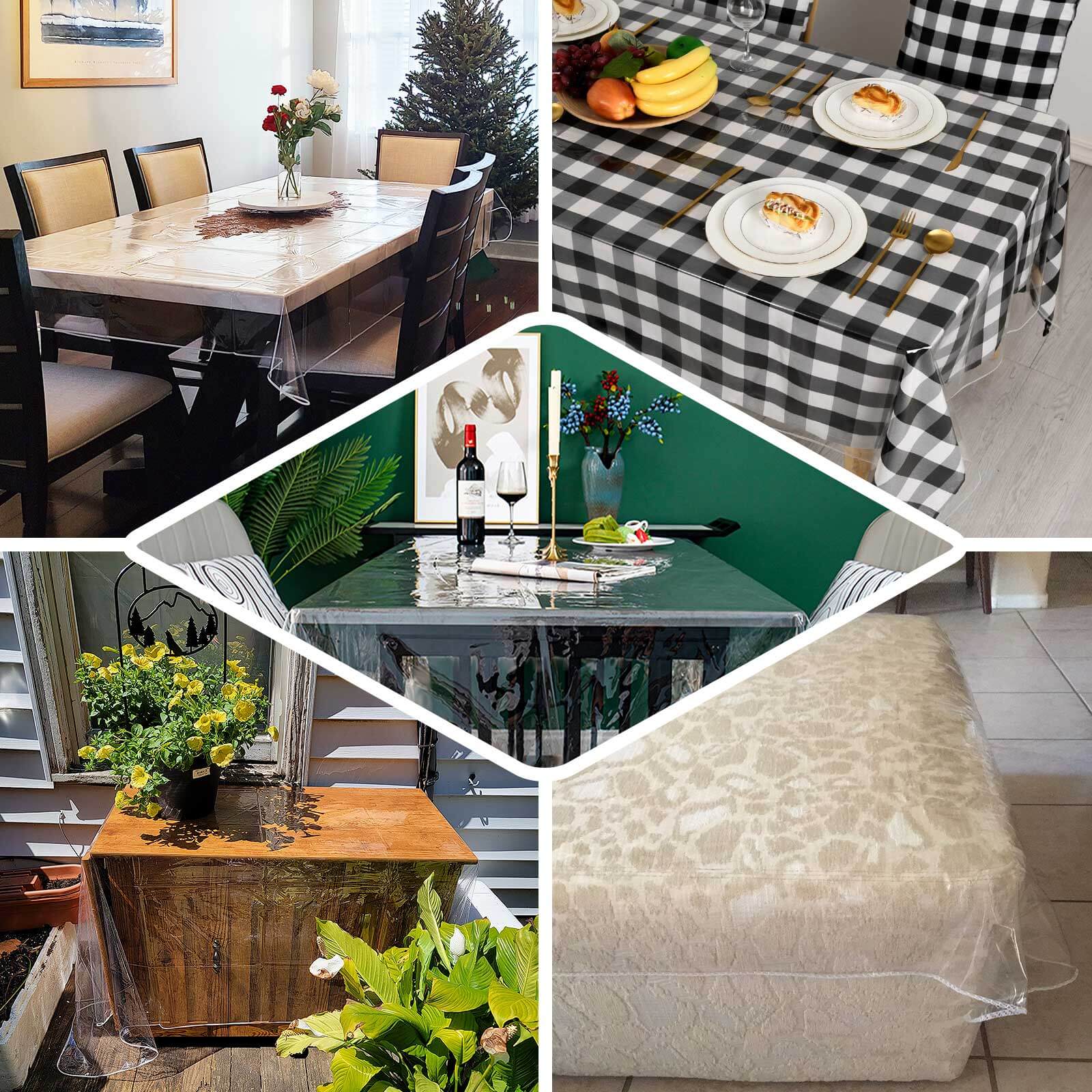 Vinyl Tablecloth 60"x108" Clear Eco-Friendly Rectangle - PVC Waterproof Cover 10 Mil Thick - Image 4