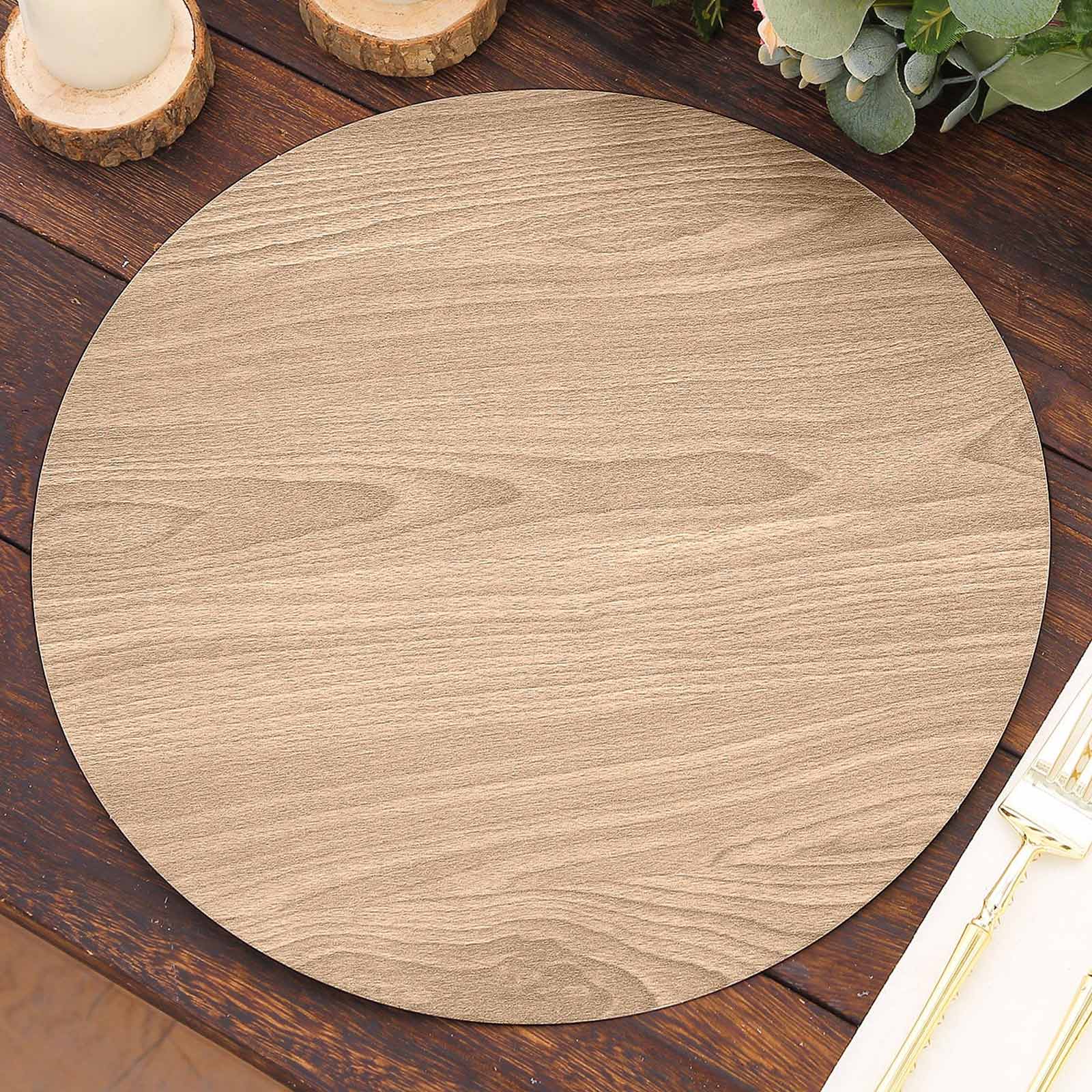 6-Pack Disposable Table Placemats 13" Natural with Walnut Wood Design - Cardboard Placemats for Rustic & Farmhouse Table Settings