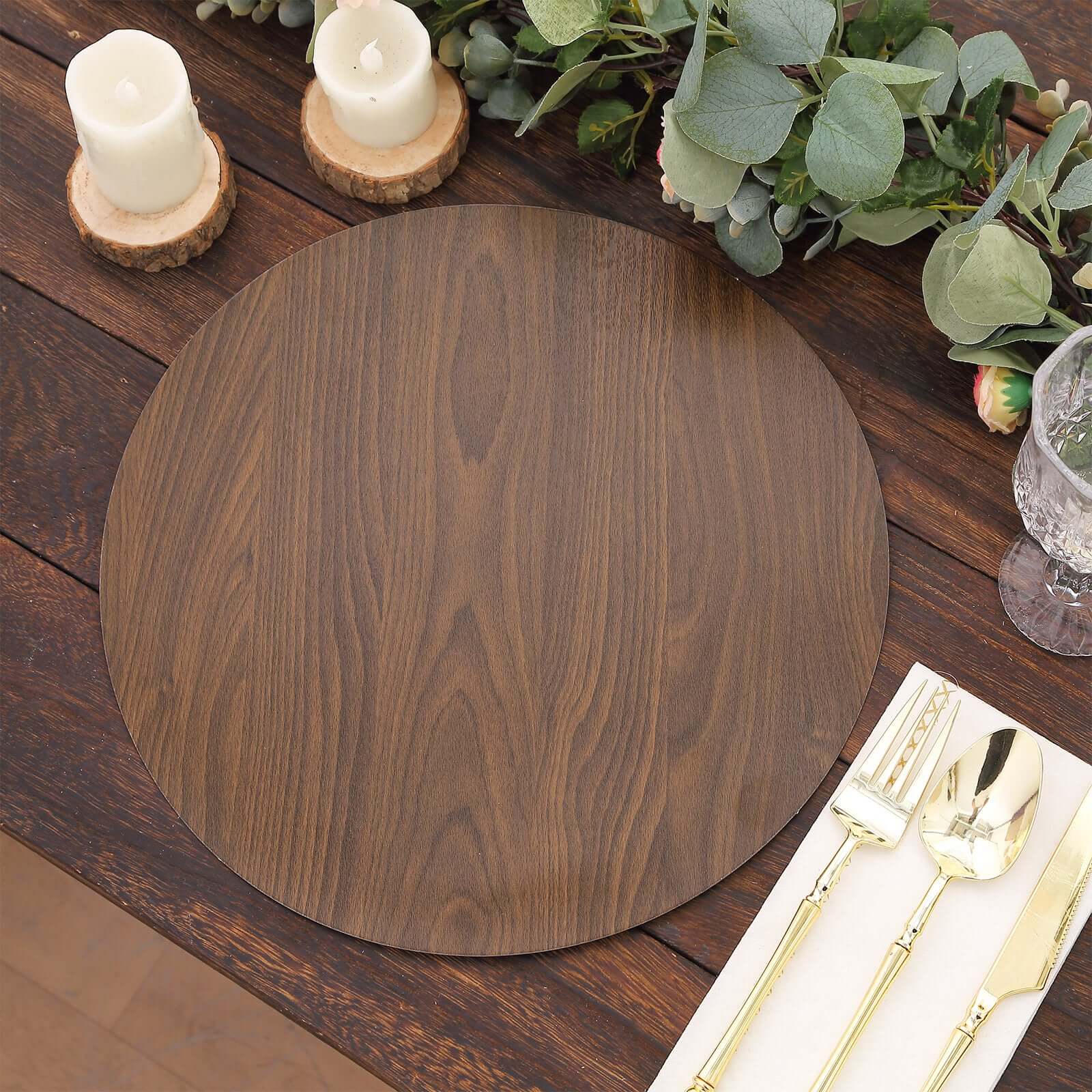 6-Pack Disposable Table Placemats 13" Brown with Walnut Wood Design - Cardboard Placemats for Rustic & Farmhouse Table Settings - Image 5