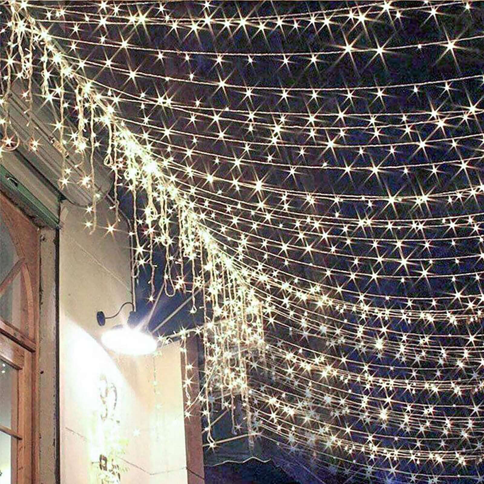 Warm White 300 LED Icicle Curtain String Lights 10ft with 8 Modes & Inline Memory Controller - Image 6