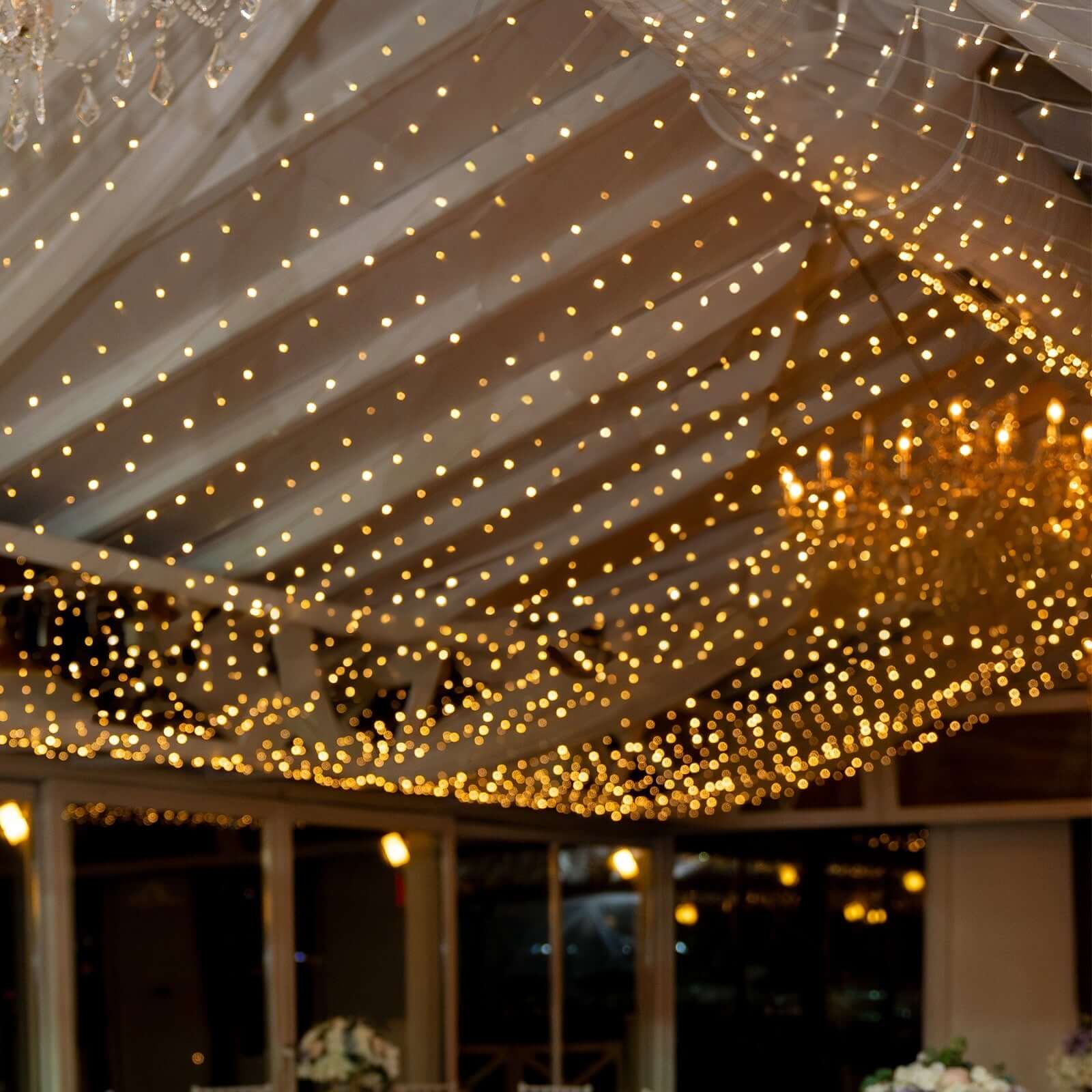 Warm White 600 LED Curtain String Lights with 8 Modes & Inline Memory Controller, Plug In Connectable Twinkle Fairy Lights - 10ft x 20ft - Image 3