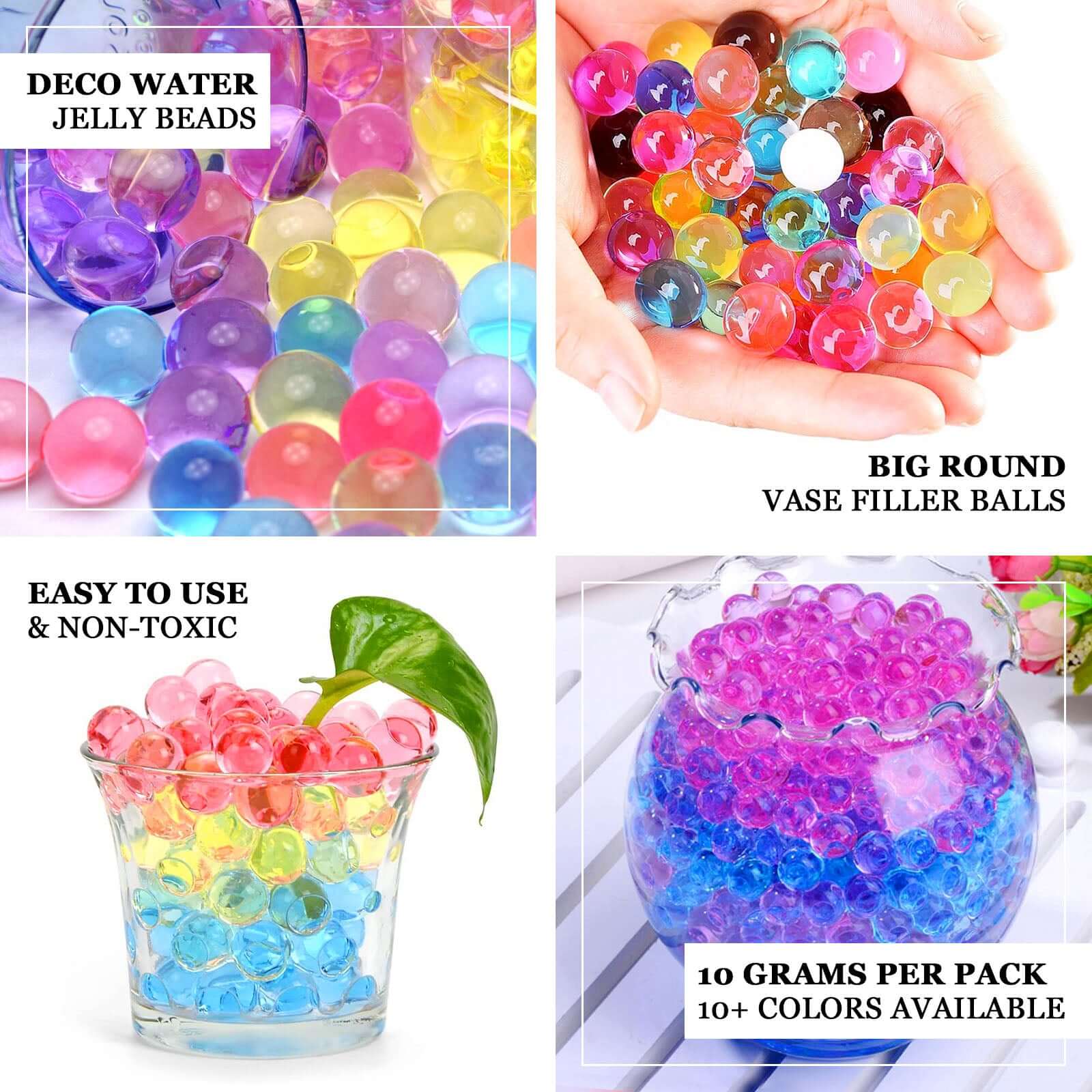 Water Gel Beads Vase Filler 10g Clear - Large Nontoxic Jelly Balls for Vase Candle Centerpiece Wedding & Home Decor - Image 3