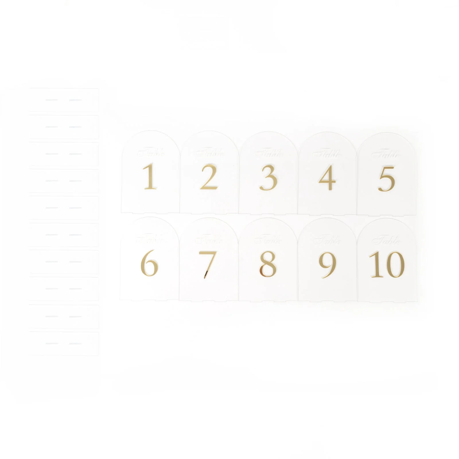 Wedding Table Numbers 1-10 – Clear Arch Acrylic with Gold Print & Stands for Elegant Receptions - 6"x7" - Image 7