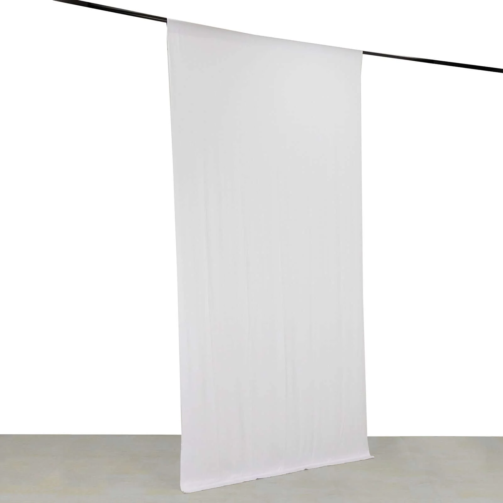 White 4-Way Stretch Spandex Backdrop Drape Curtain, Wrinkle Free Event Divider Panel with Rod Pockets - 5ftx10ft