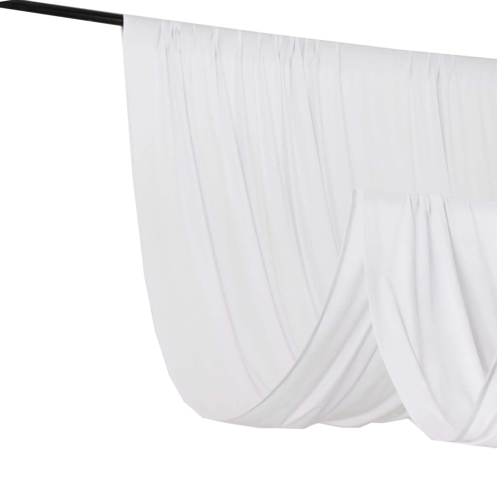 White 4-Way Stretch Spandex Backdrop Drape Curtain, Wrinkle Free Event Divider Panel with Rod Pockets - 5ftx10ft - Image 2