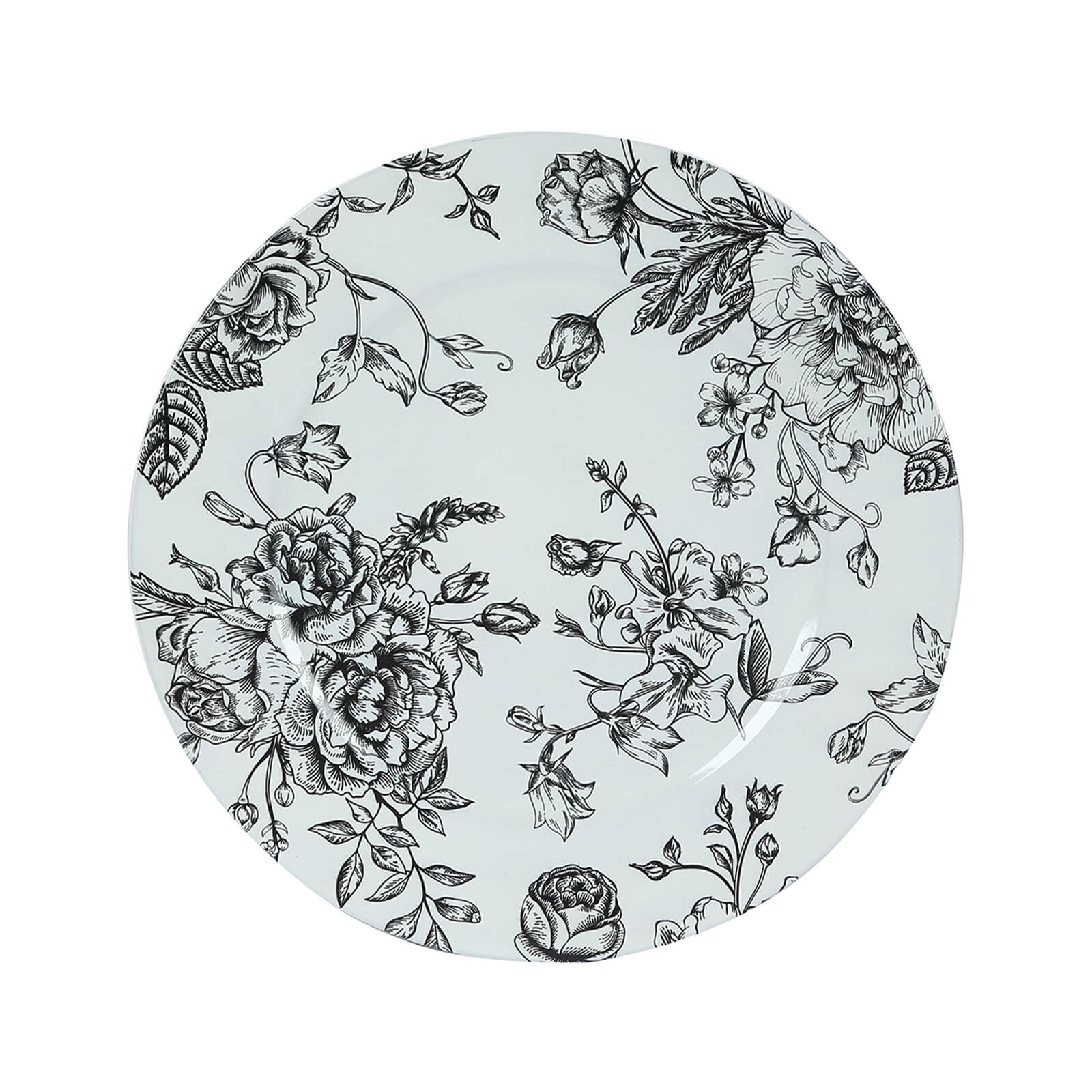 6-Pack Acrylic Charger Plates 13" Round White with Black Floral French Toile Pattern - Decorative Dinner Party Charger Tableware - Image 6