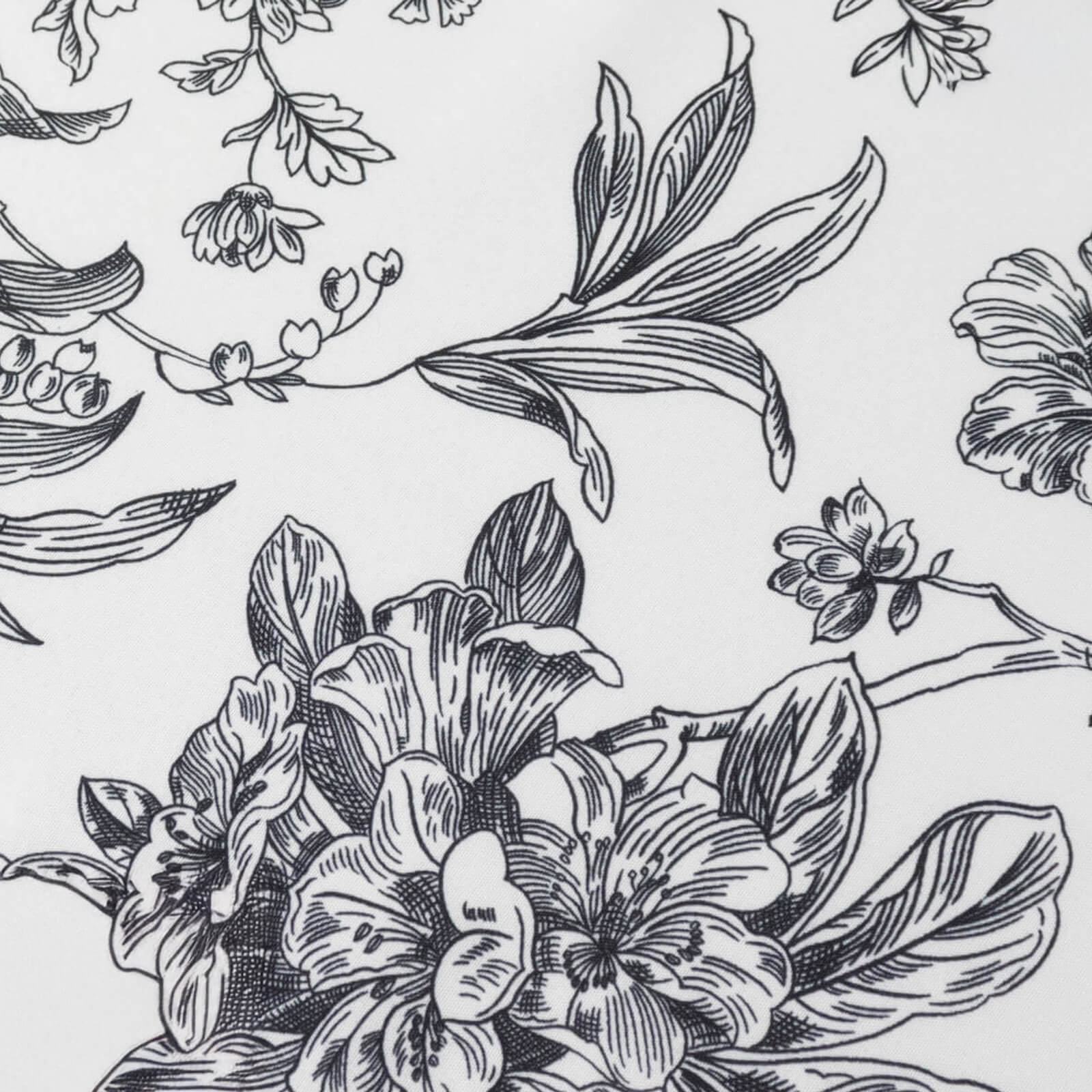 Polyester Table Runner 12"x108" White with Black French Toile Floral Print - Exquisite Reusable Table Décor - Image 9