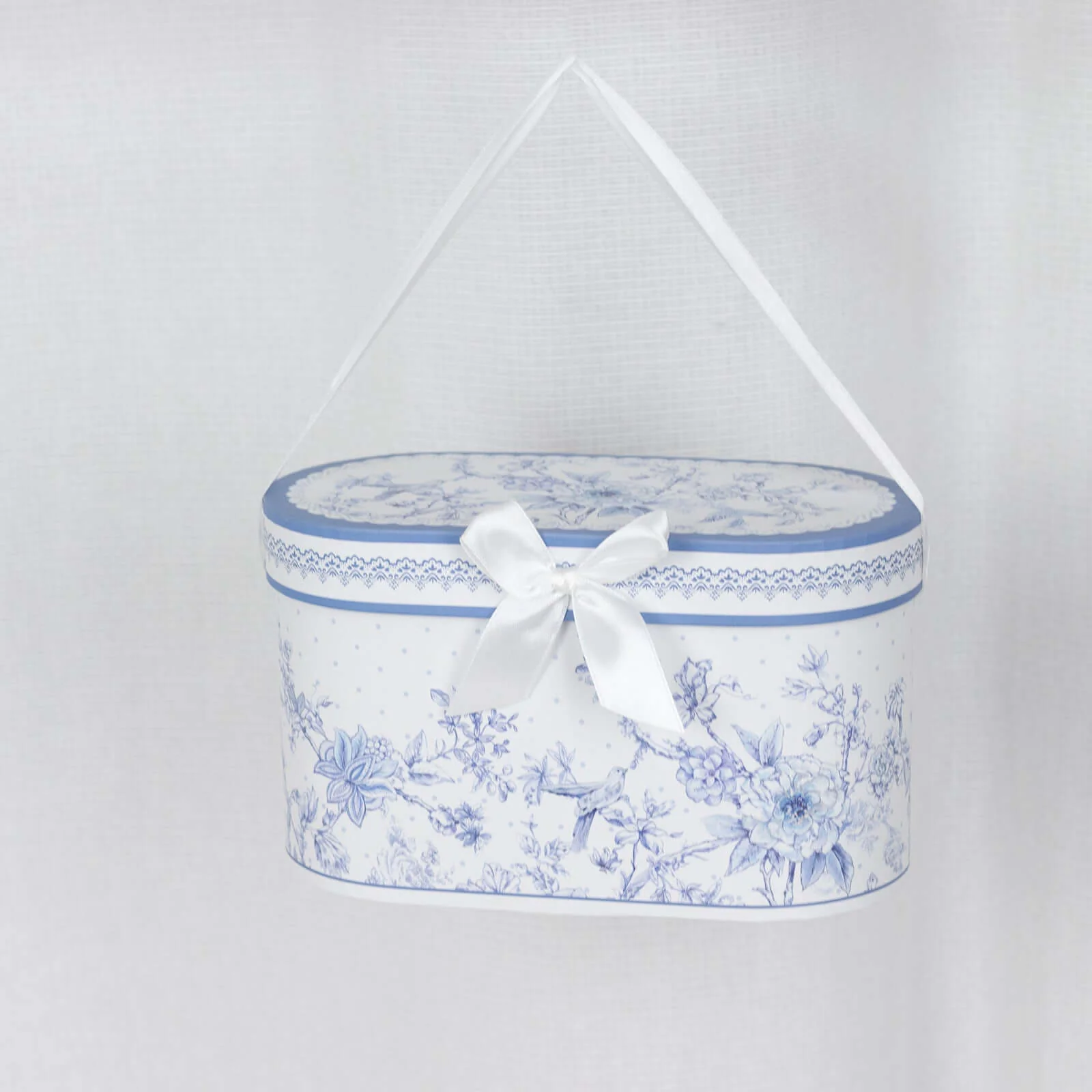 White Blue French Toile Bridal Shower Gift Set, 2 Pack Porcelain Coffee Mugs With Matching Keepsake Gift Box and Satin Ribbon Handle - Image 15