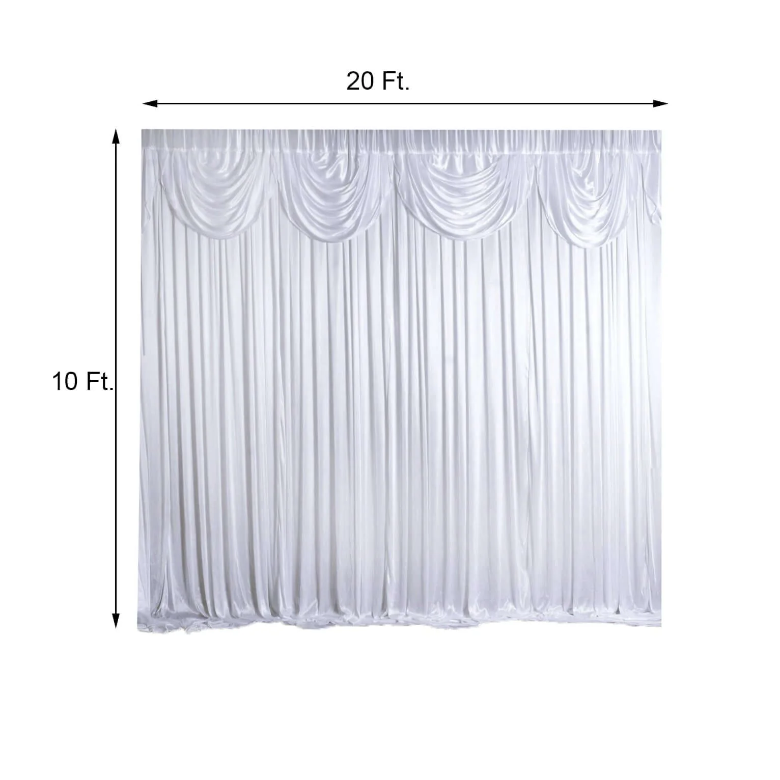 White Premium Double Drape Satin Divider Backdrop Curtain Panel, Glossy Photo Booth Event Drapes - 20ftx10ft - Image 3