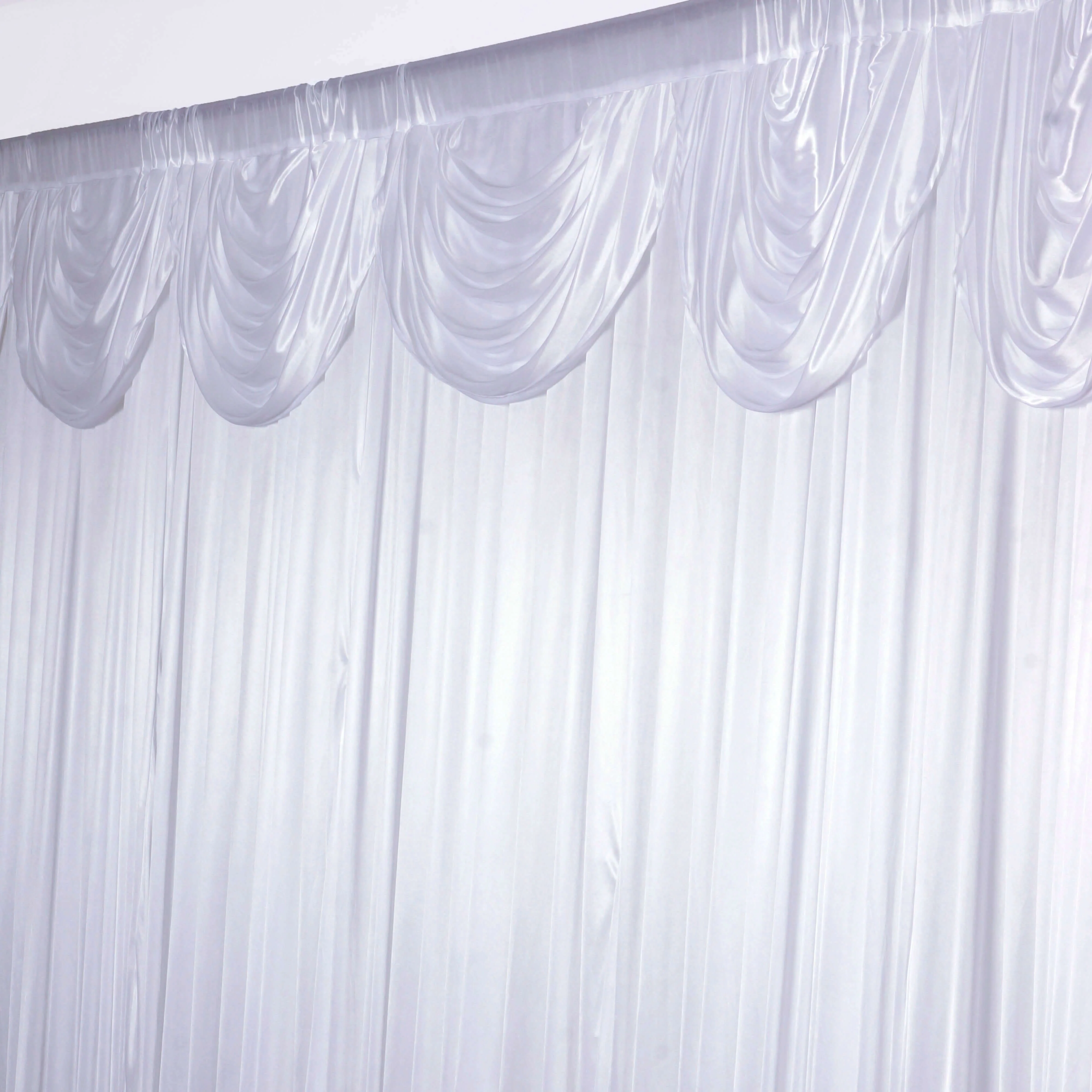 White Premium Double Drape Satin Divider Backdrop Curtain Panel, Glossy Photo Booth Event Drapes - 20ftx10ft - Image 5